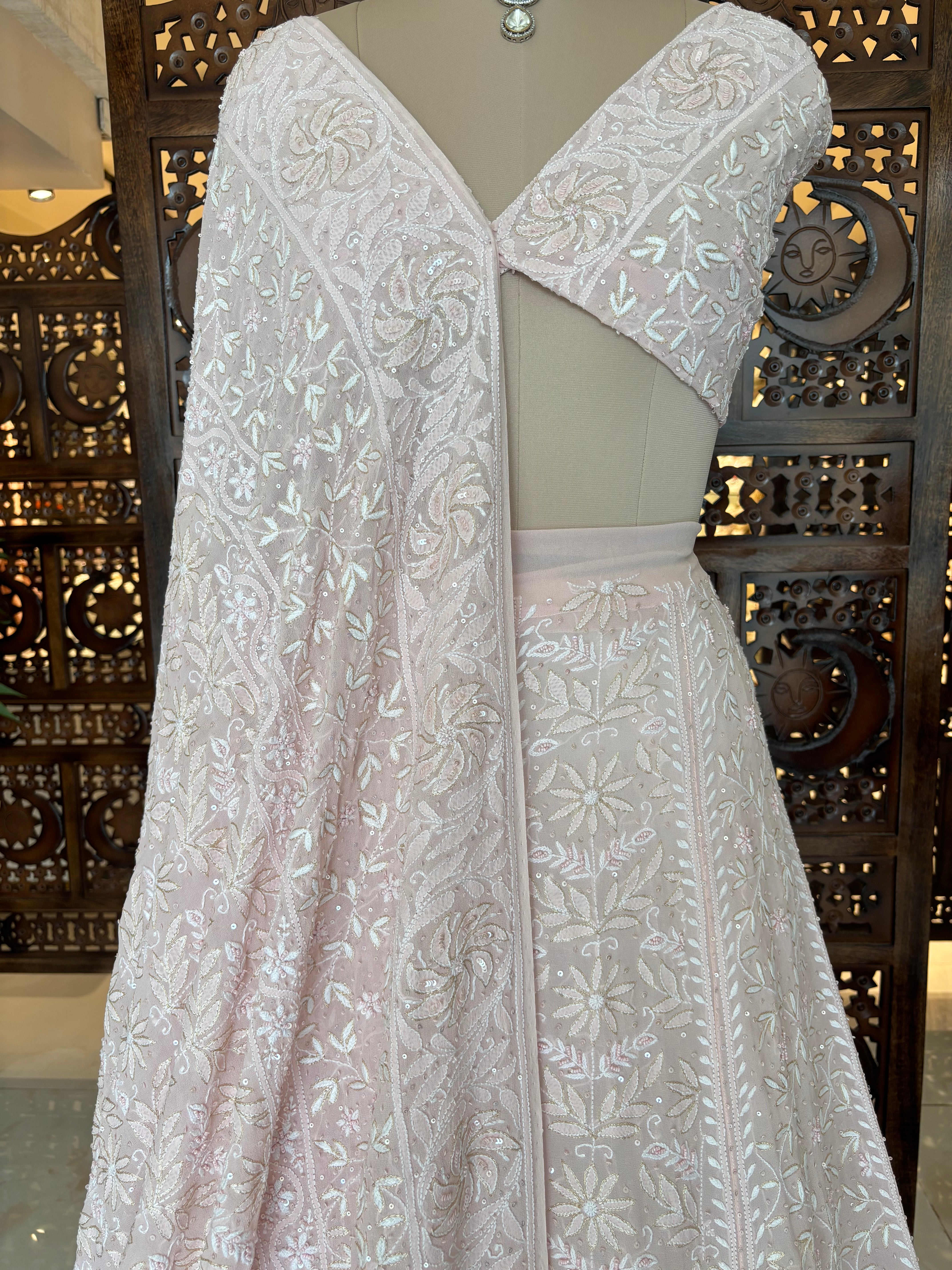 Blush Pink Pure & Premium Chikankari Lehenga