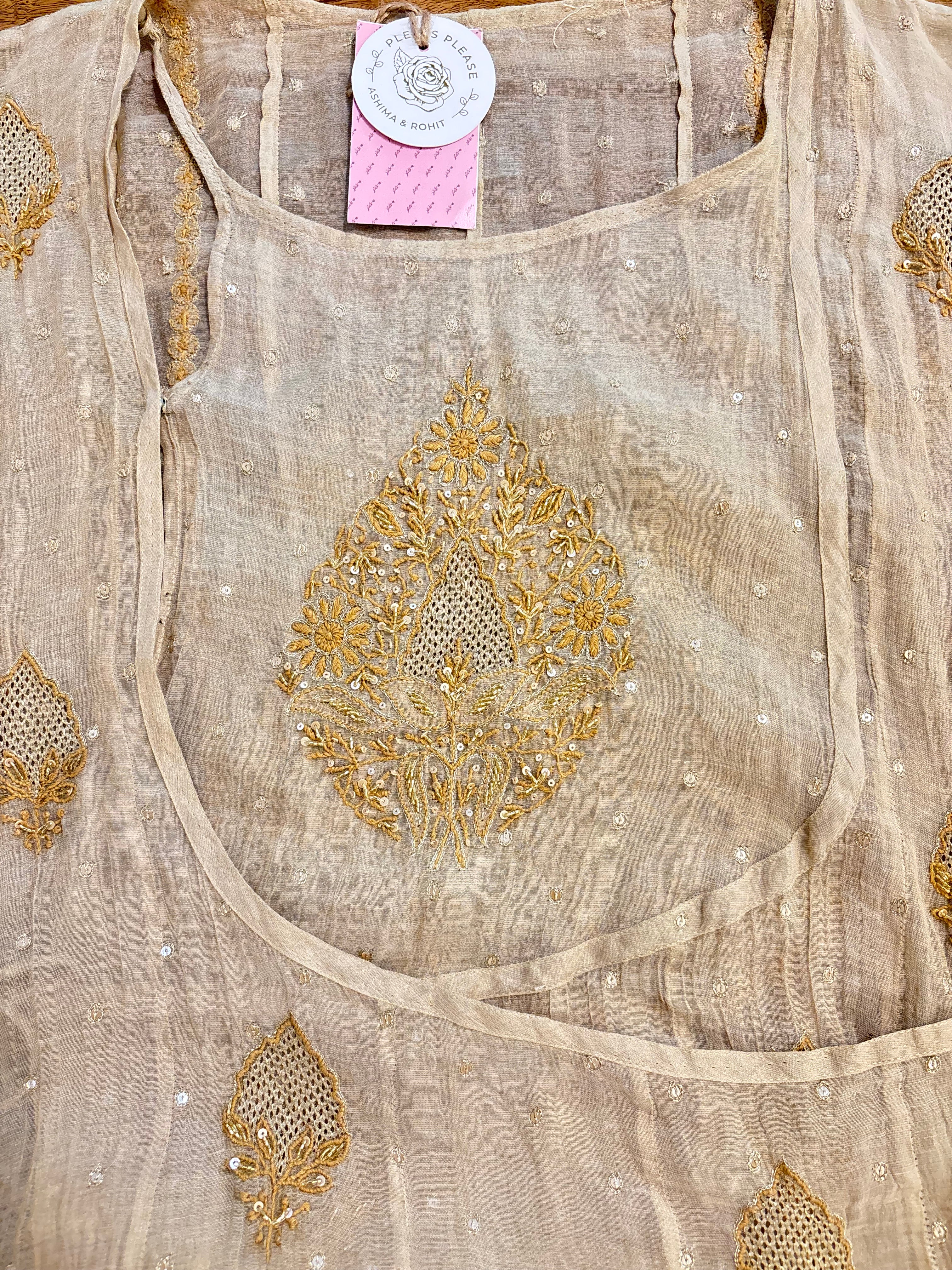 Dyeable Pure & Premium Tissue Jaal Chikankari Angrakha & Dupatta