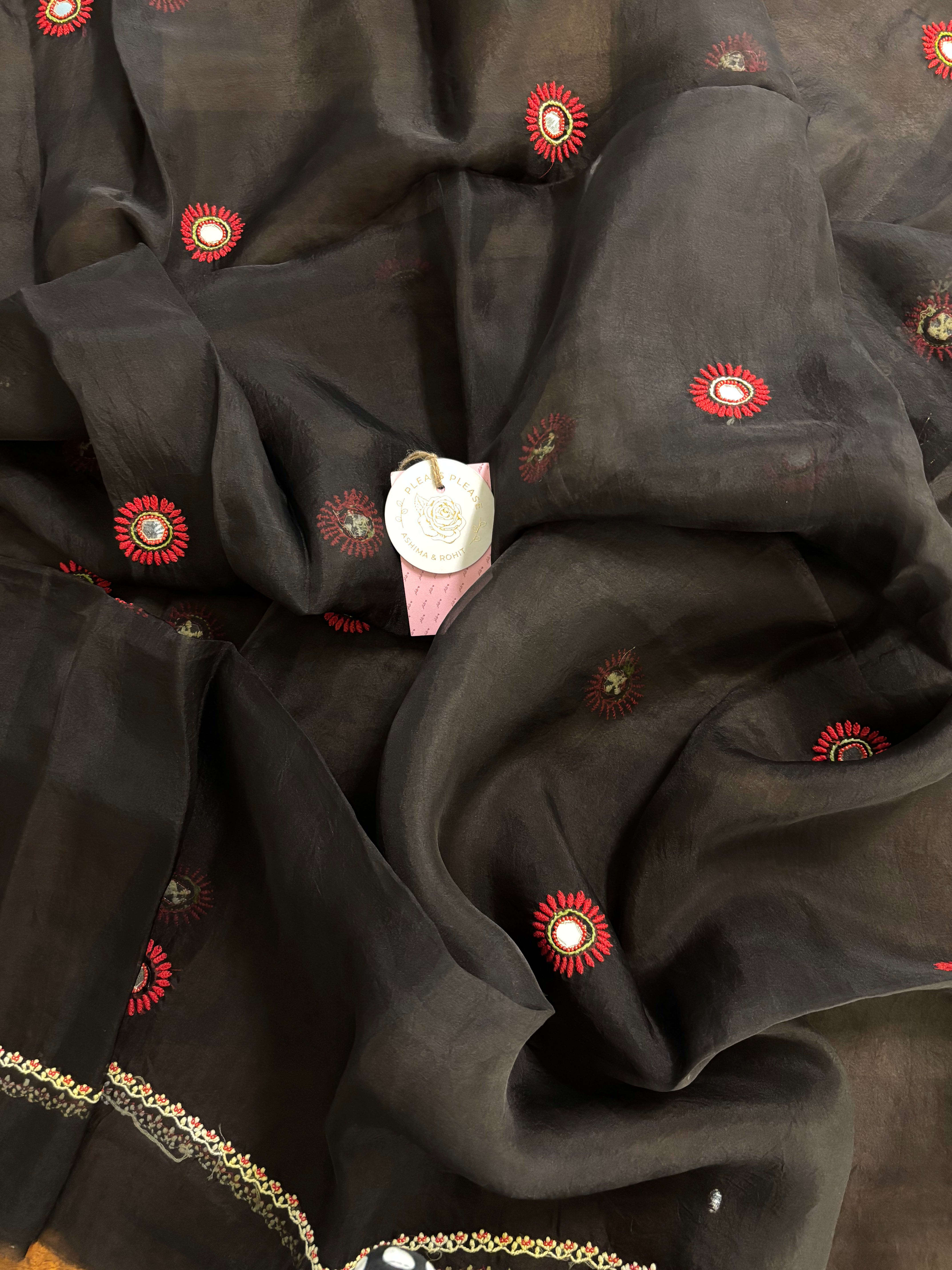 Black Organza Silk Chikankari Kurta & Dupatta
