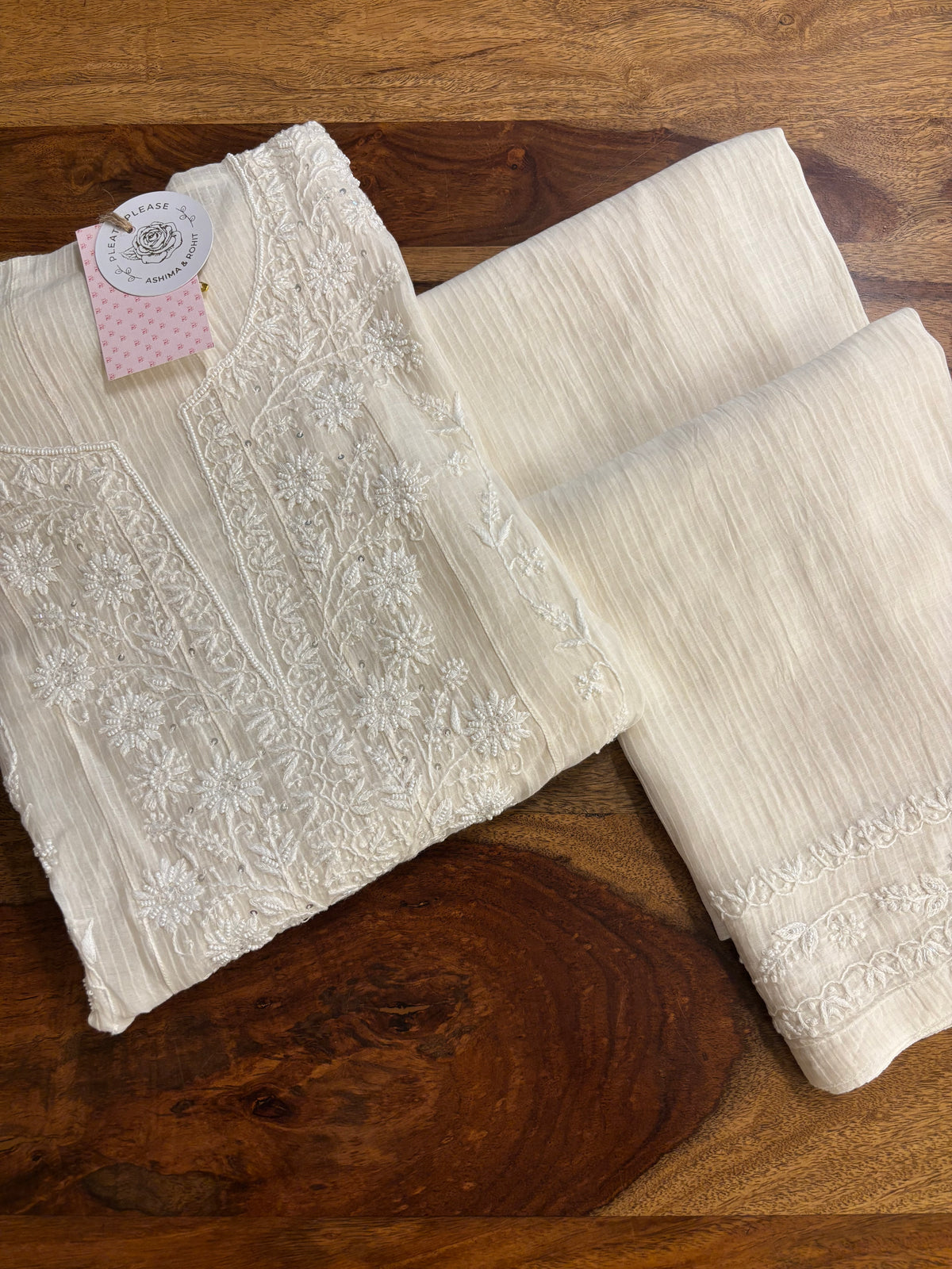 Dyeable Chanderi Mul Chikankari Flared Co-Ord Set