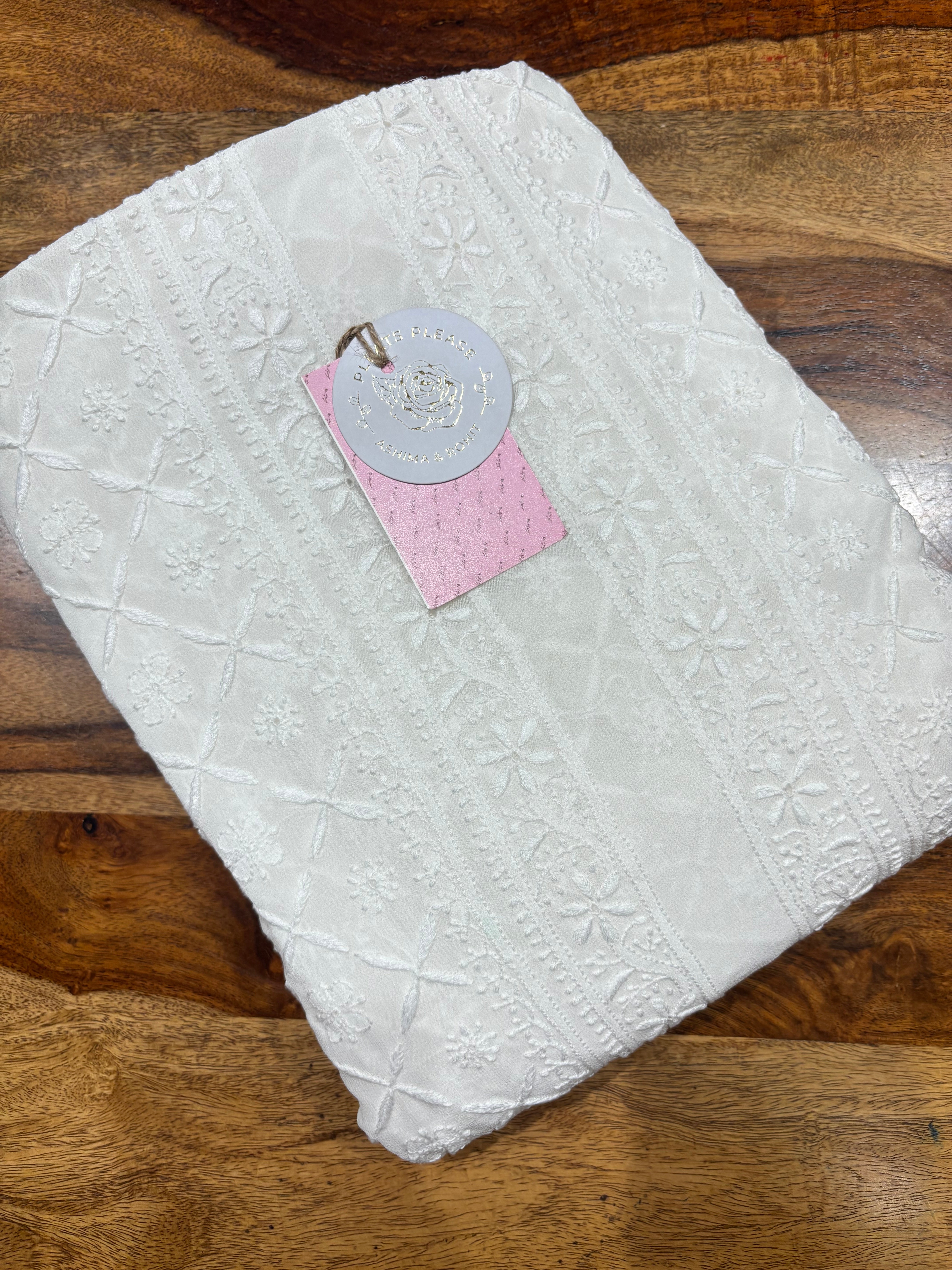 Dyeable Pure and Premium Georgette Chikankari Men’s Kurta Fabric