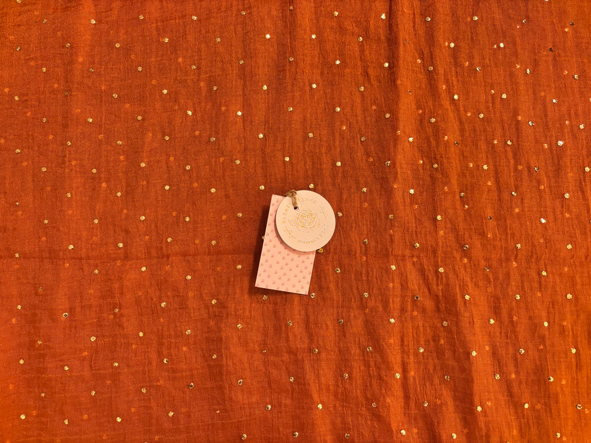 Burnt Orange Pure & Premium Tissue Chikankari Mukaish Kurta & Dupatta