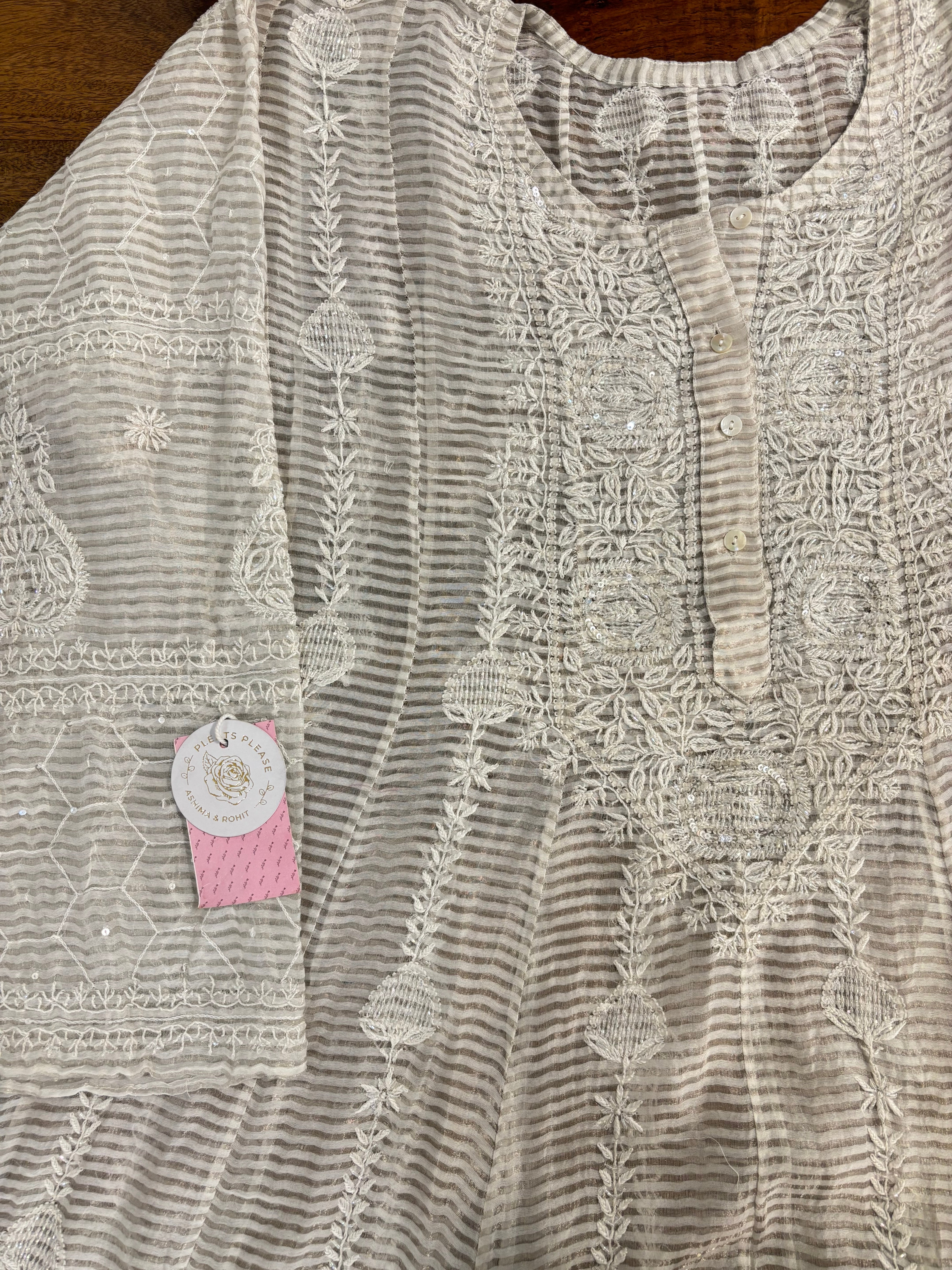 Dyeable Chanderi Chikankari Anarkali & Dupatta Set - Pleats PleaseChikankari