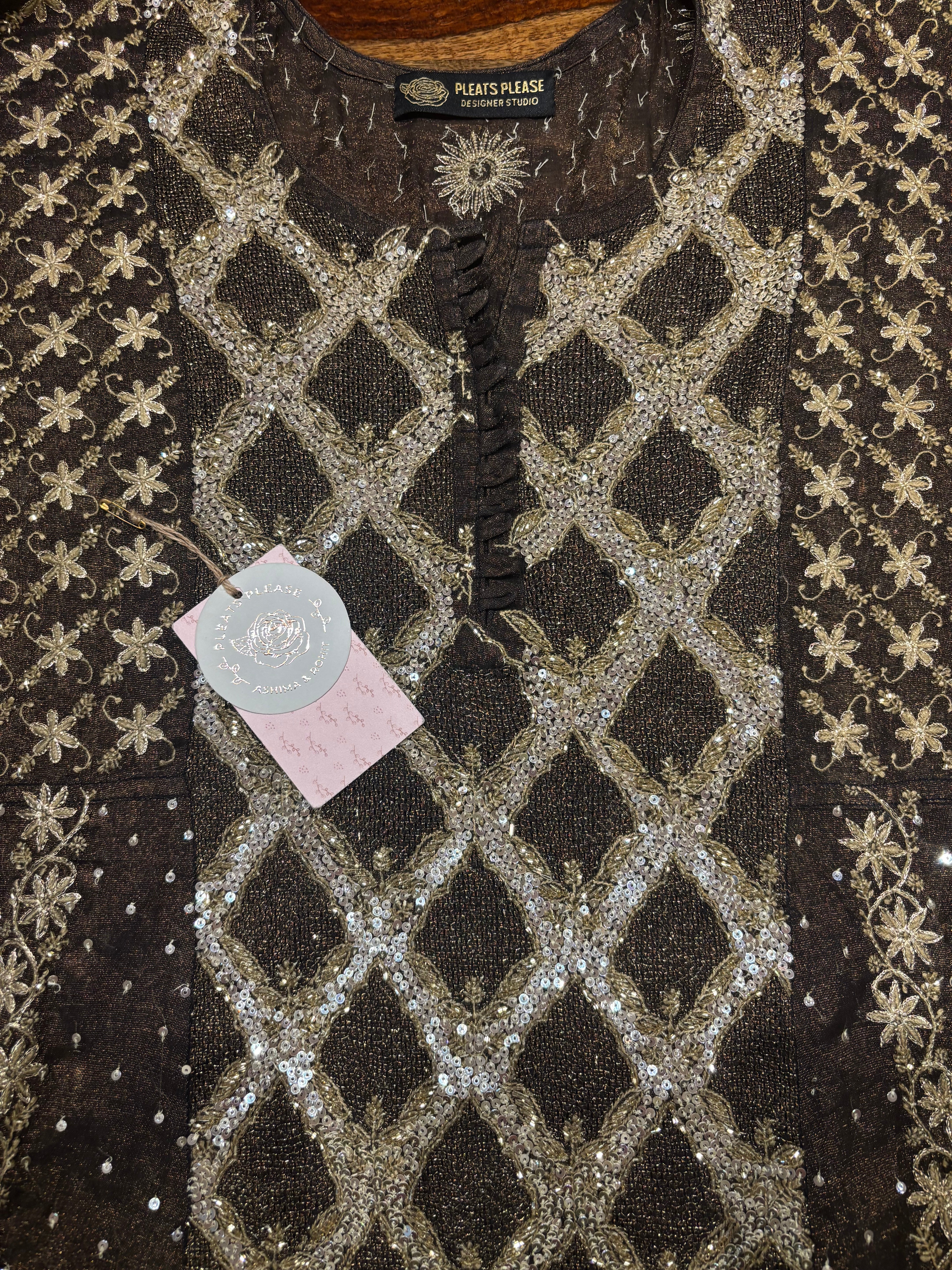 Black Pure Tissue Anarkali And Dupatta set