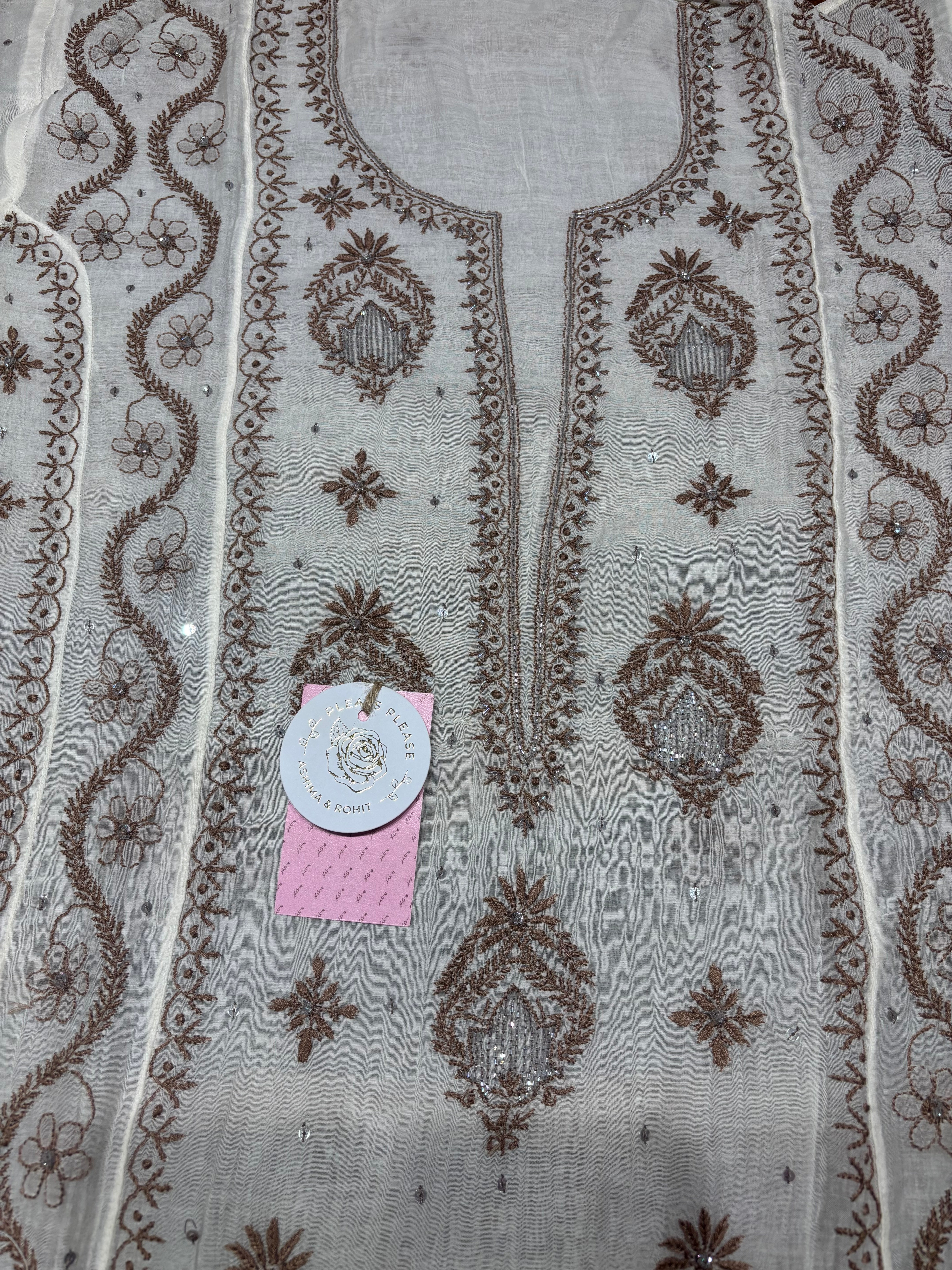 Dyeable Chanderi Mul Chikankari Kurta & Dupatta Set