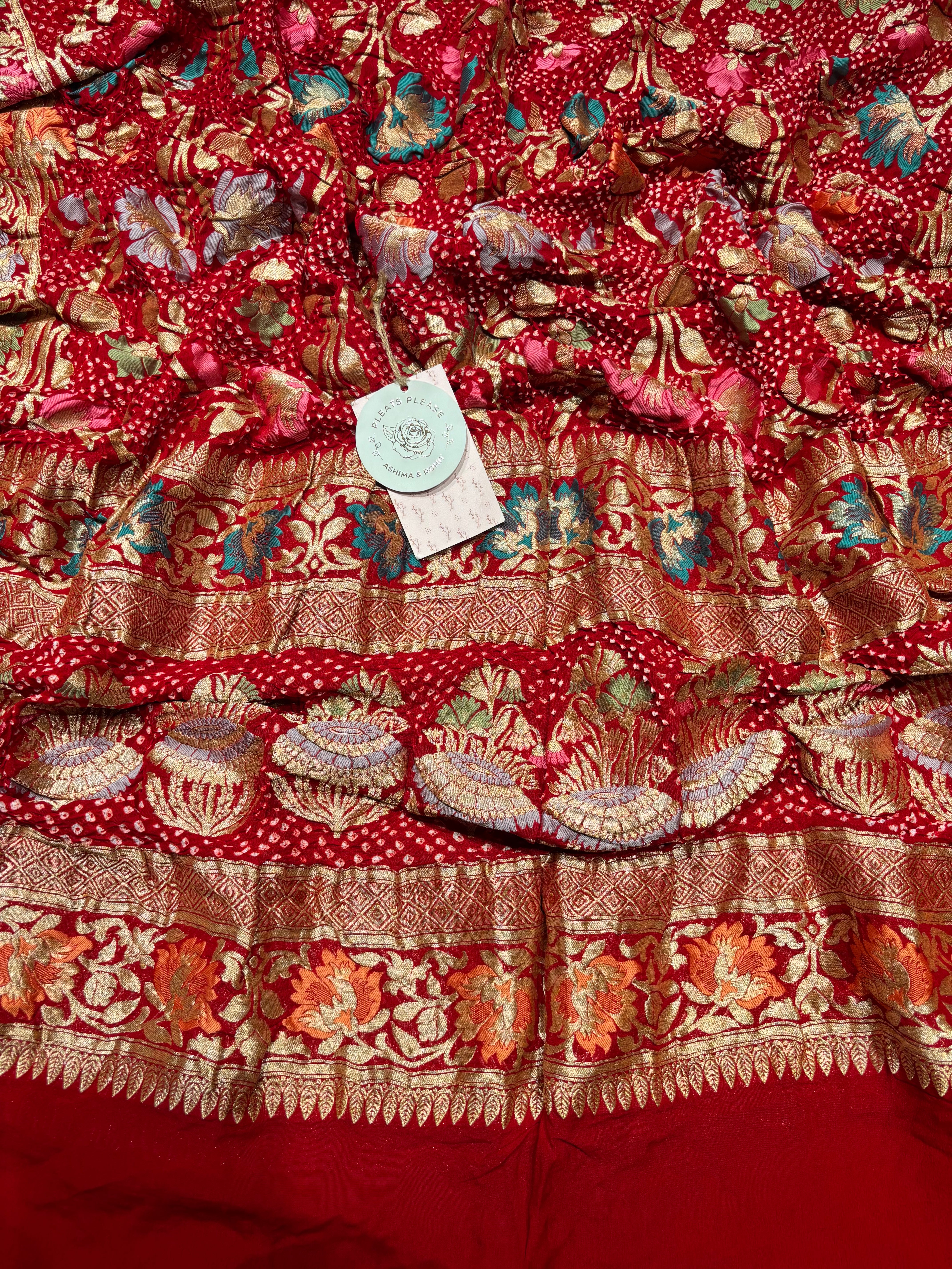 Red Bandhej Khaddi Georgette Dupatta