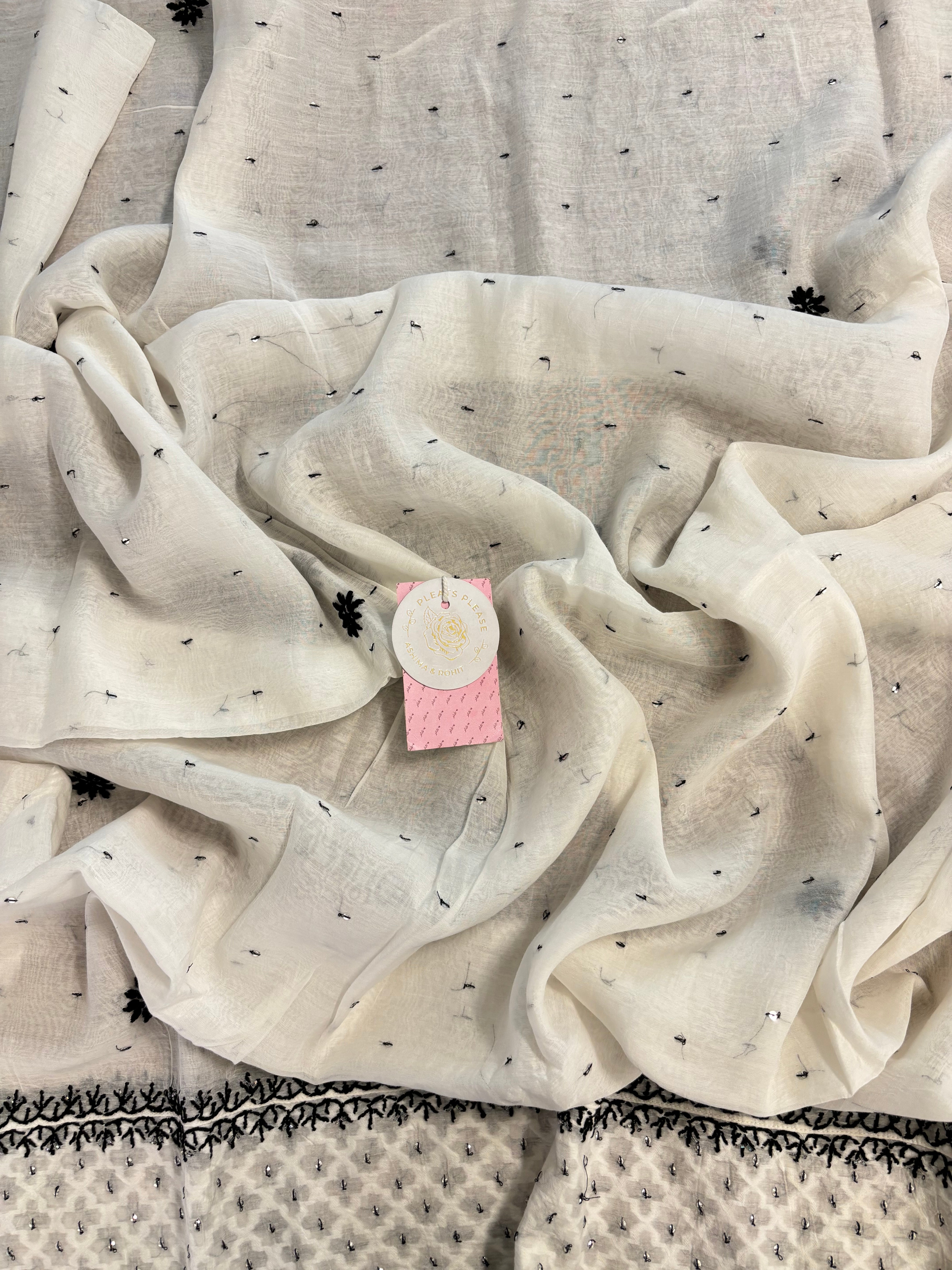 Dyeable Pure Chanderi Chikankari Anarkali & Dupatta Set