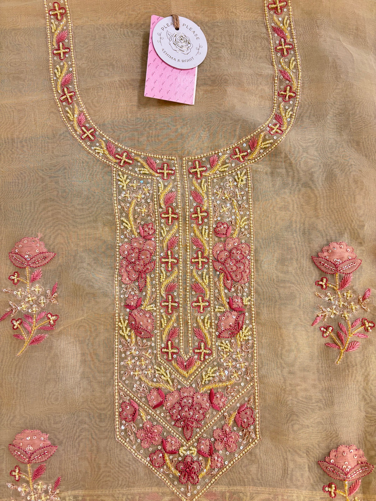 Butter Yellow Pure Organza Chikankari Kurta & Dupatta - Pleats PleaseChikankari