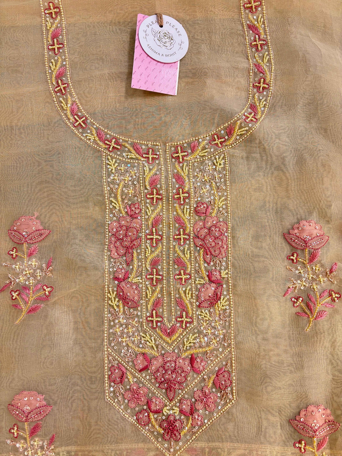 Butter Yellow Pure Organza Chikankari Kurta & Dupatta