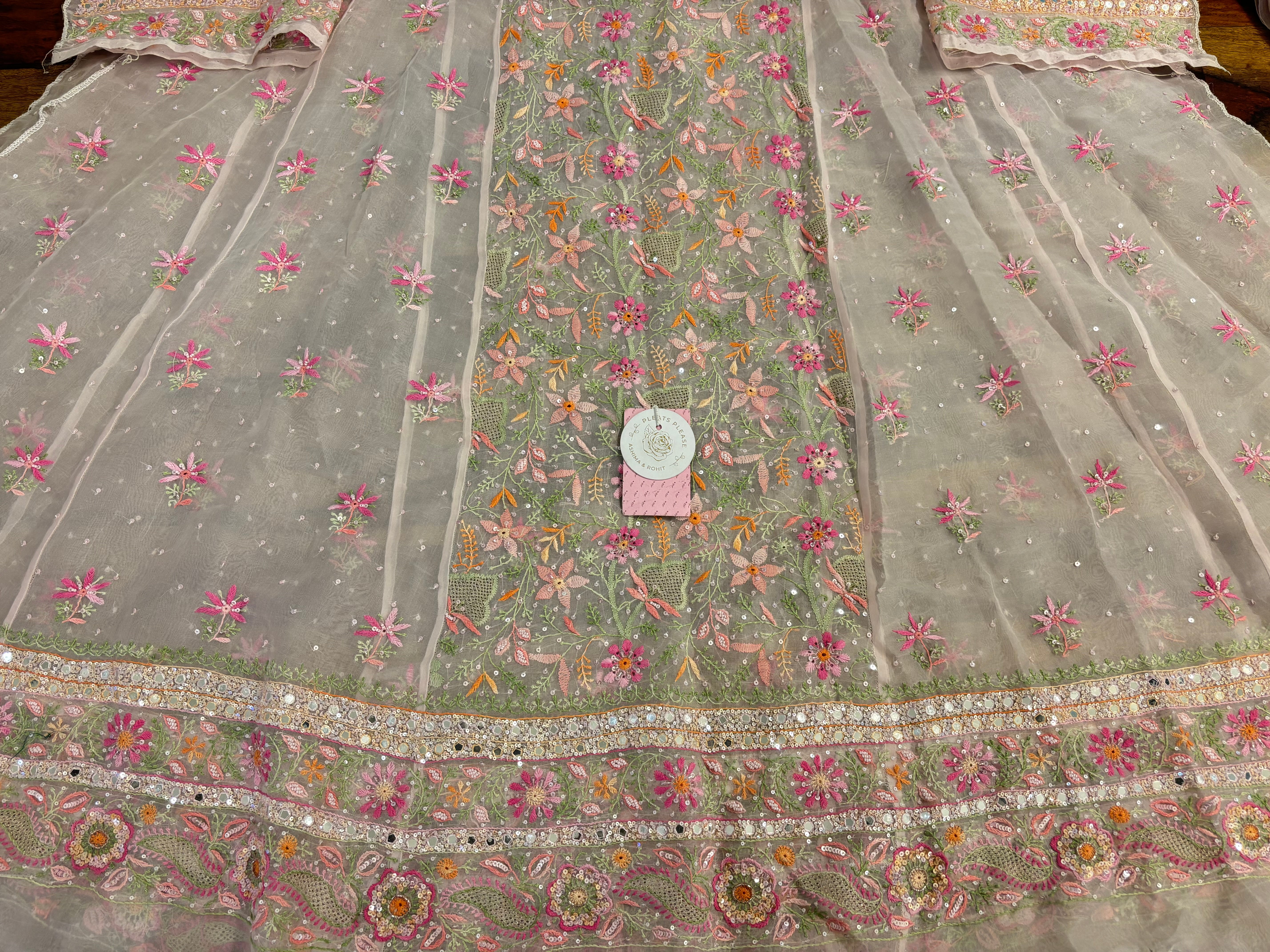 Blush Pink Organza Anarkali & Dupatta Set