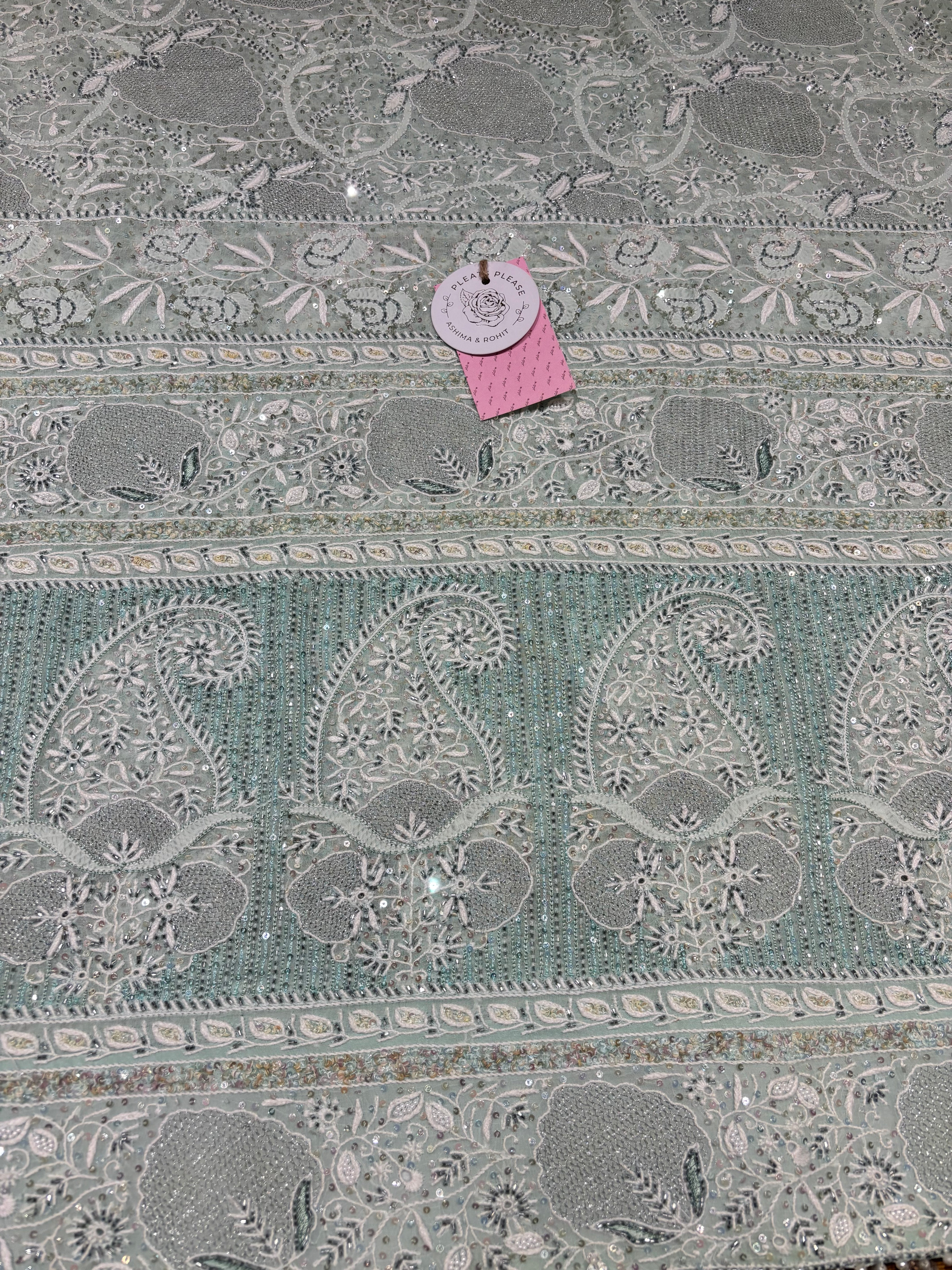 Sea Foam Pure and Premium Georgette Chikankari Kurta and Dupatta Set