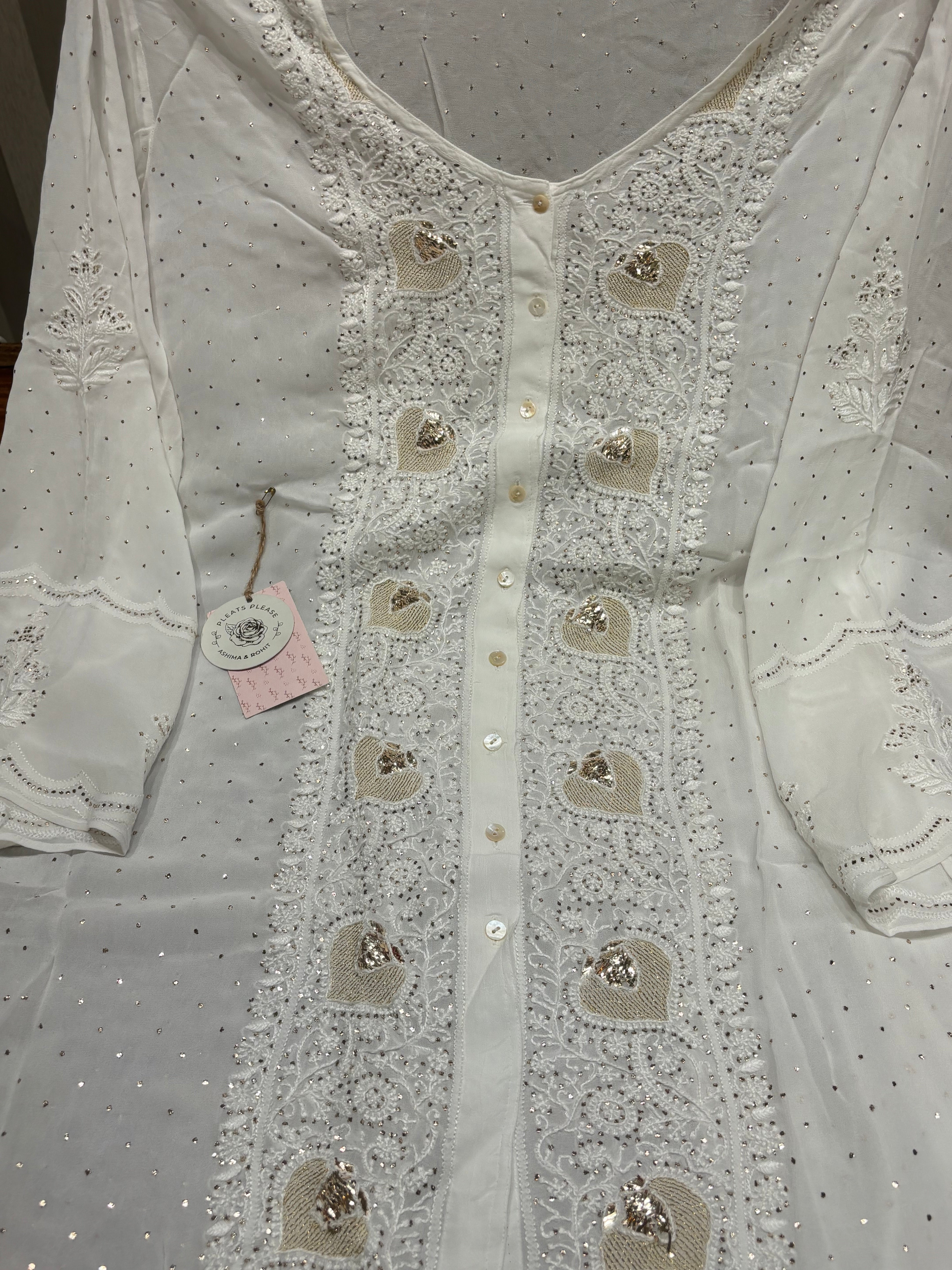 Dyeable Pure Georgette Chikankari Co-ord set
