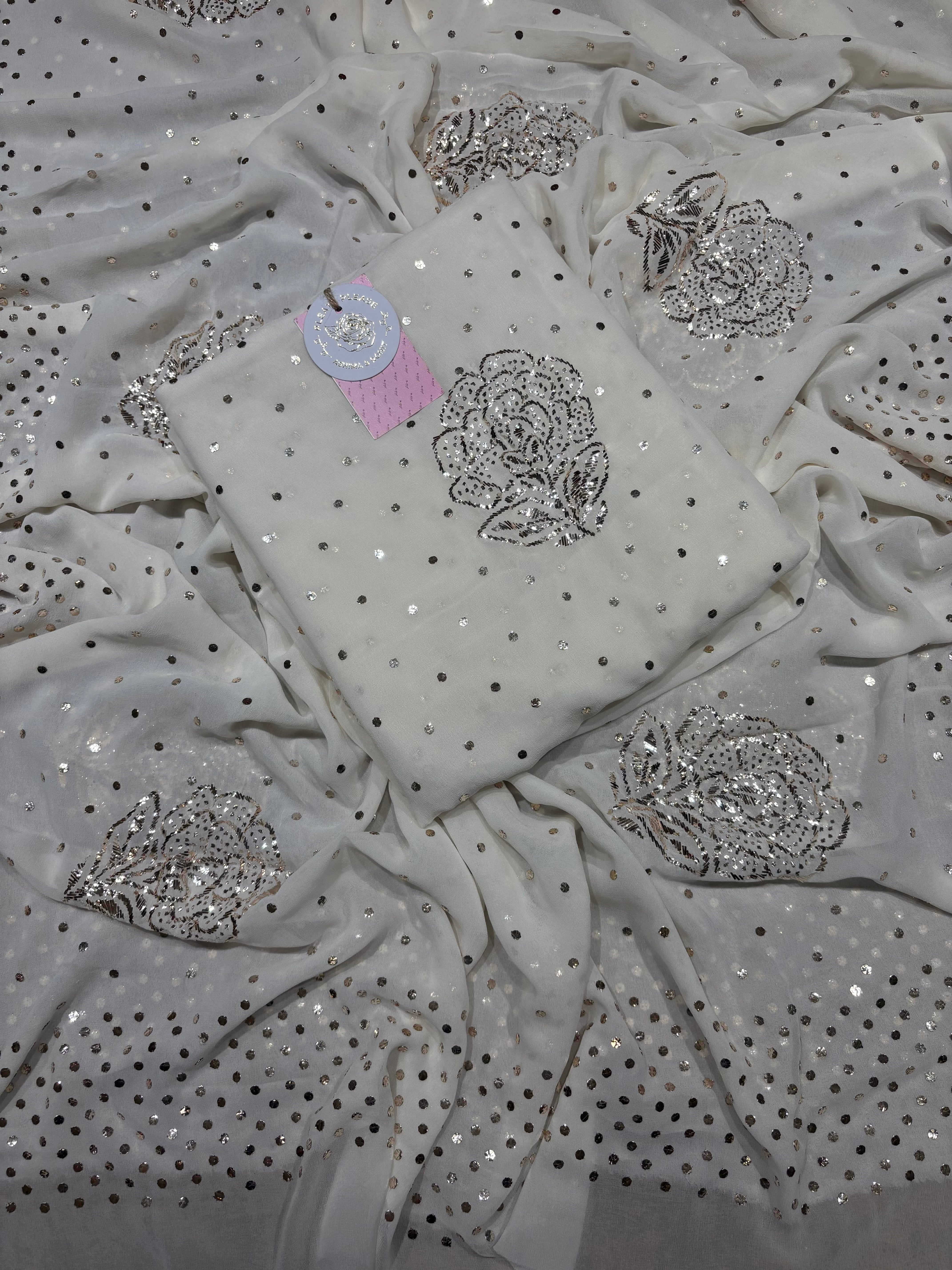 Dyeable pure and Premium Georgette Mukaish Kurta and Dupatta Set