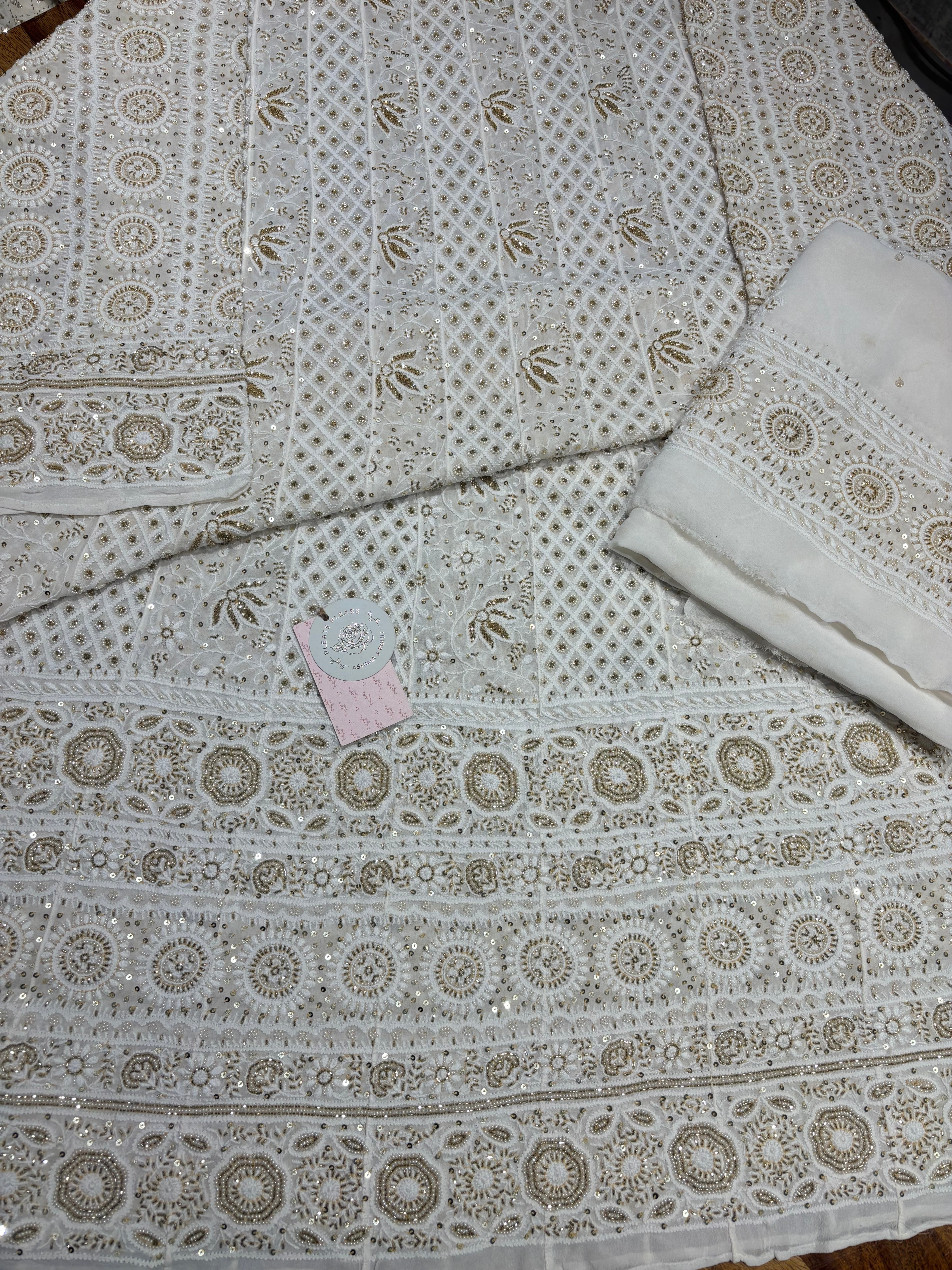 Dyeable Pure & Premium Georgette Chikankari Anarkali & Dupatta Set
