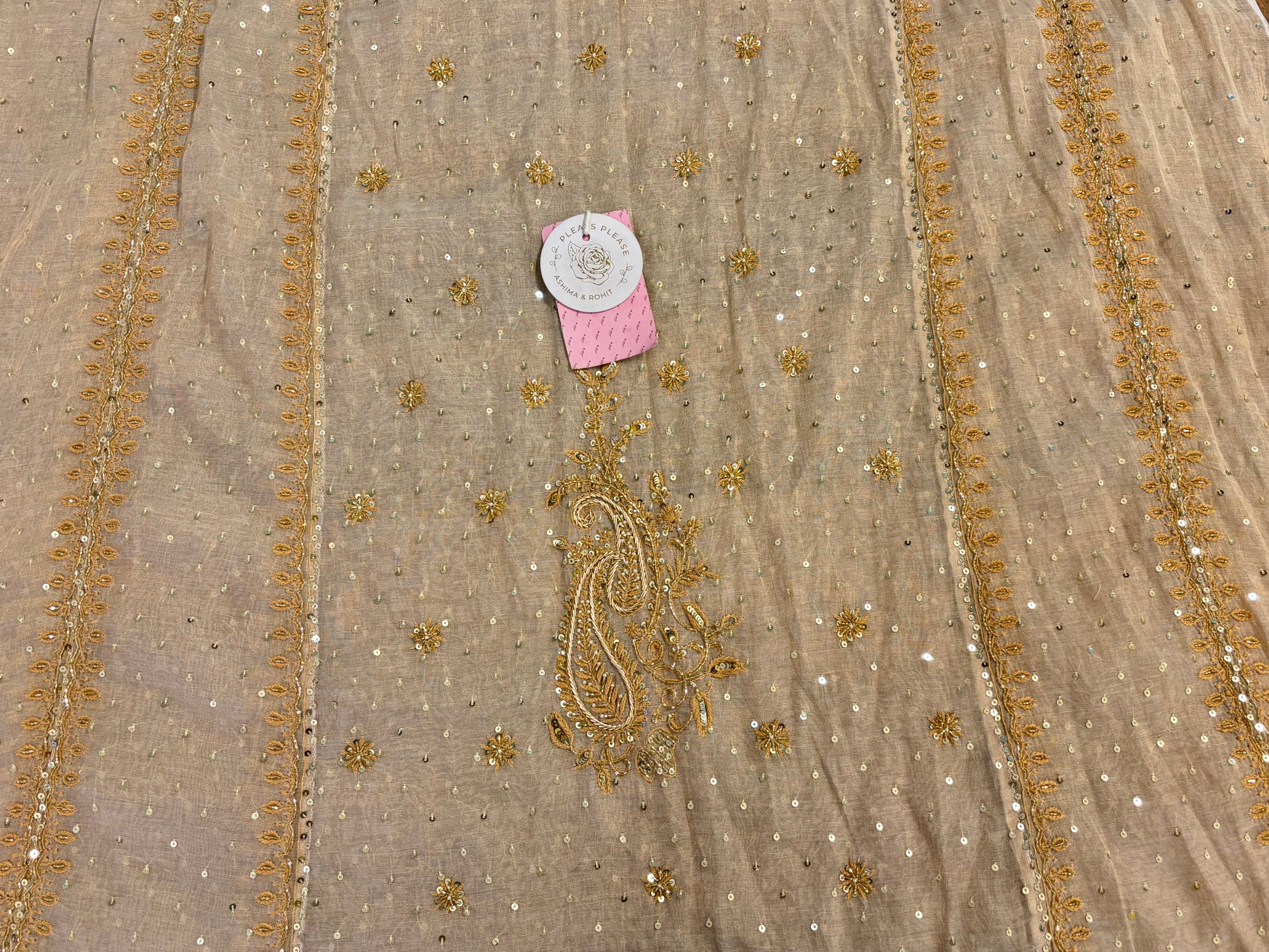 Dyebable Pure Tissue Chikankari A-line Anarkali & Dupatta
