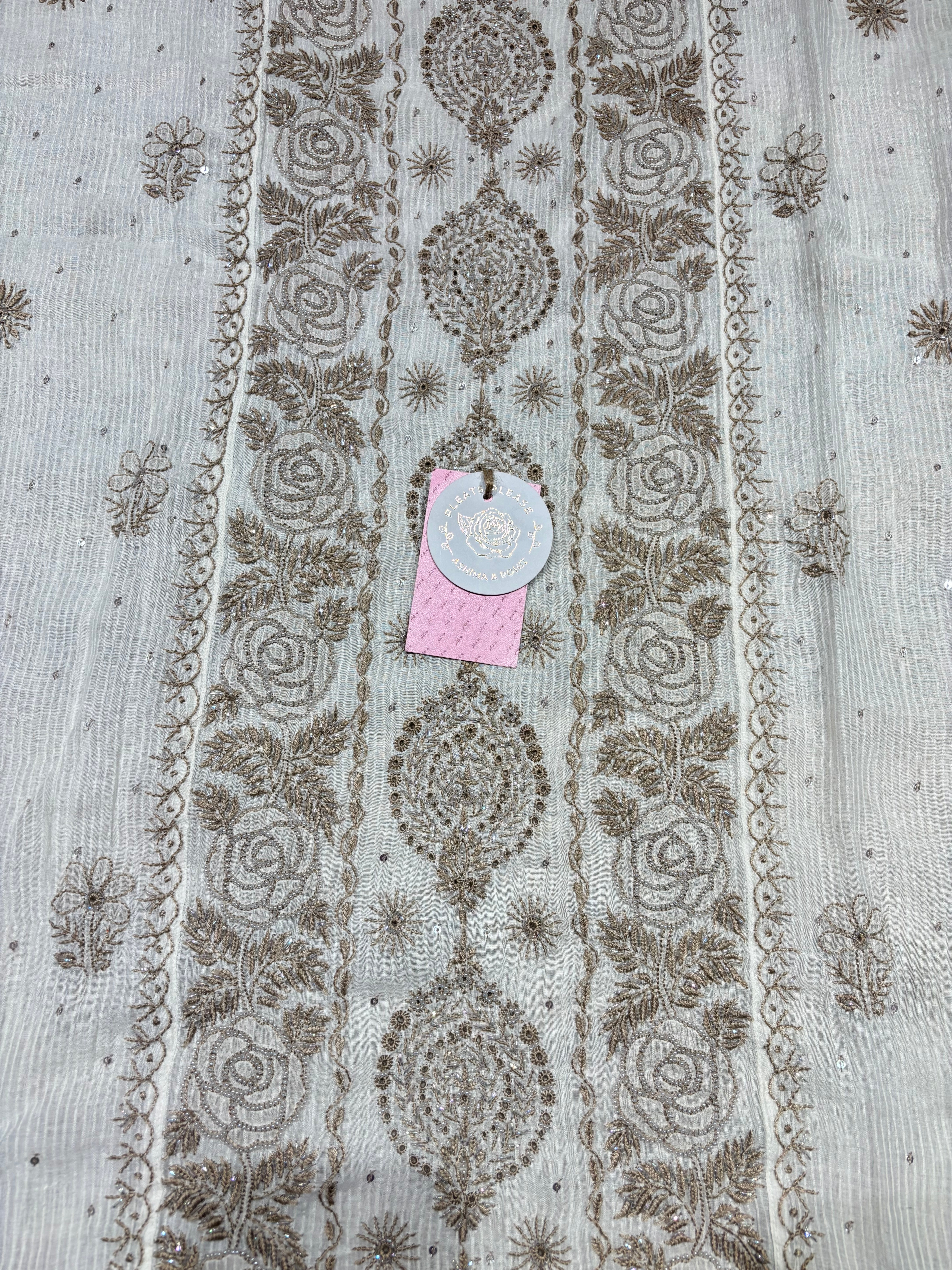 Dyeable Chanderi Maheshwari Chikankari Kurta & Dupatta Set