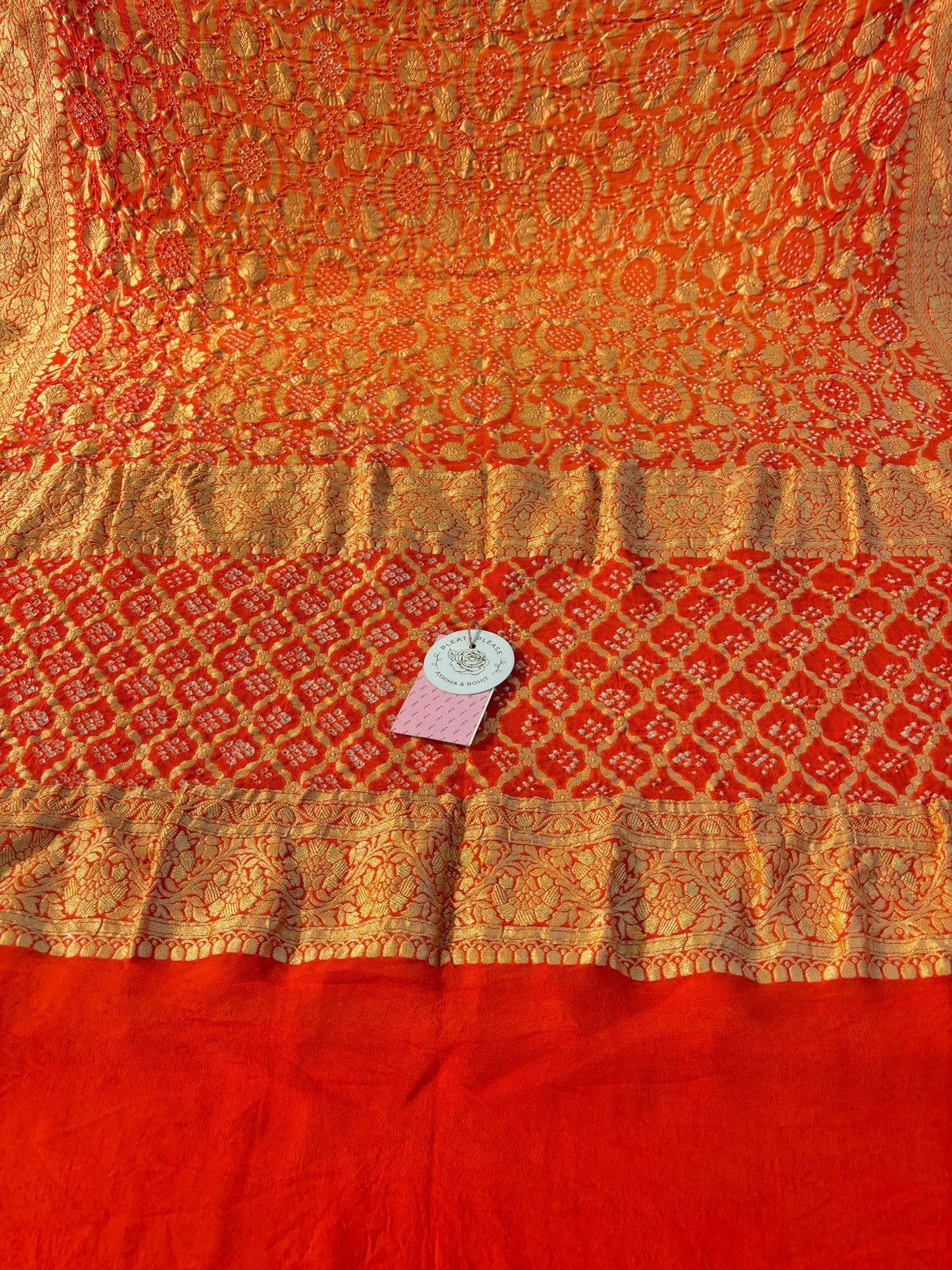 Burnt Orange Khaddi Georgette Bandhej Neemzari Dupatta