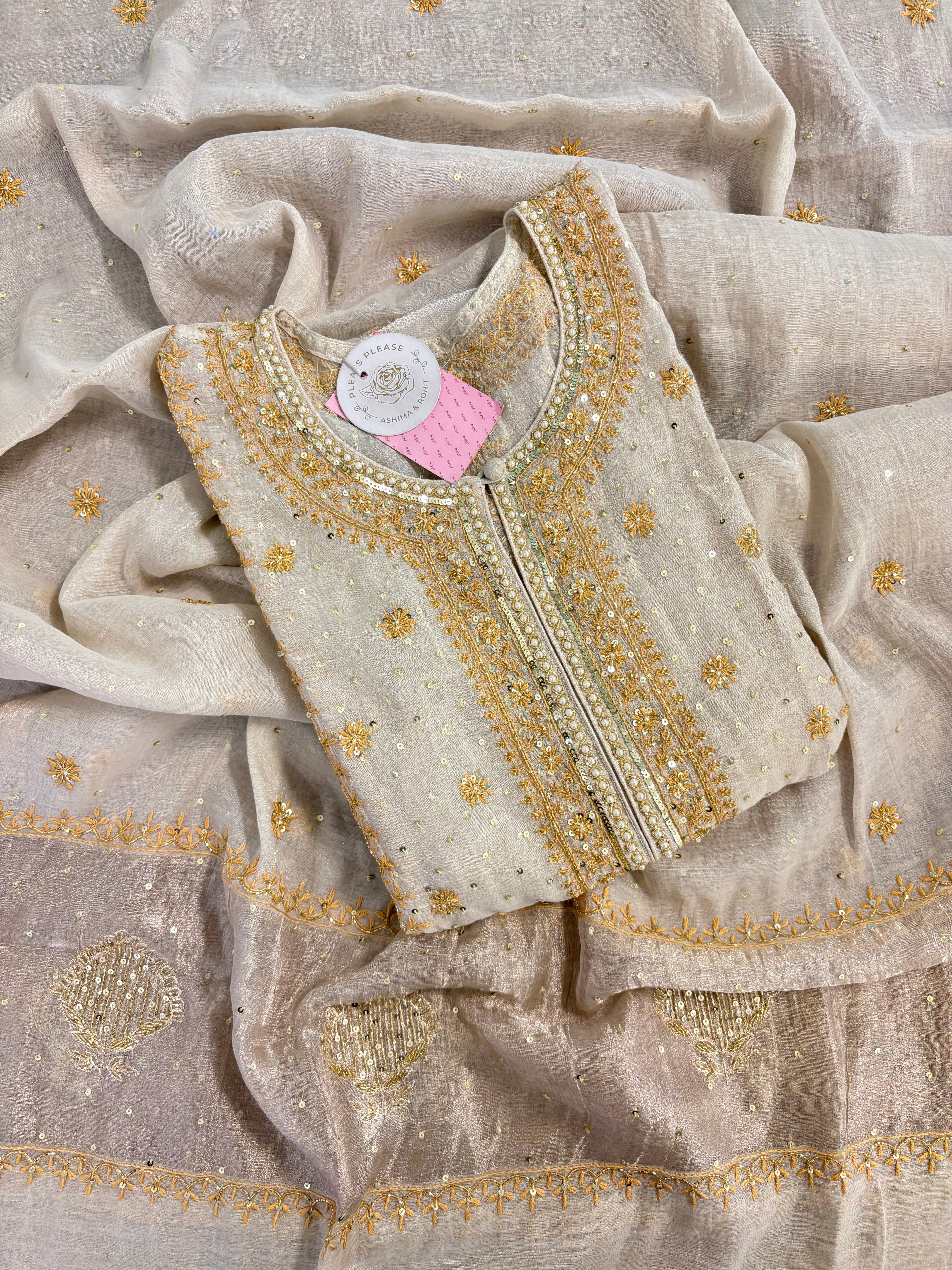 Dyeable Pure Tissue Anarkali Chikankari Kurta & Dupatta