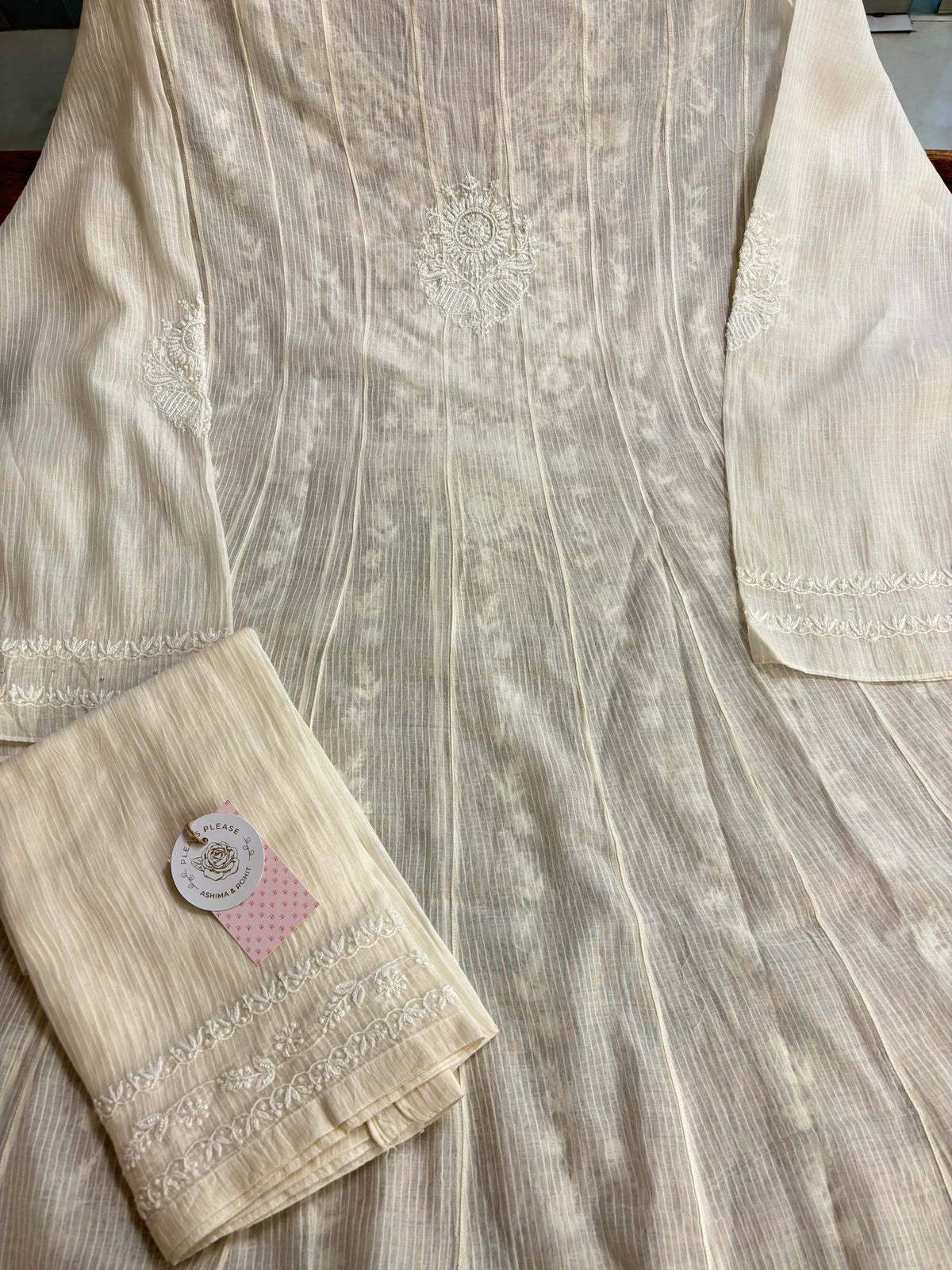 Dyeable Chanderi Mul Chikankari Flared Co-Ord Set