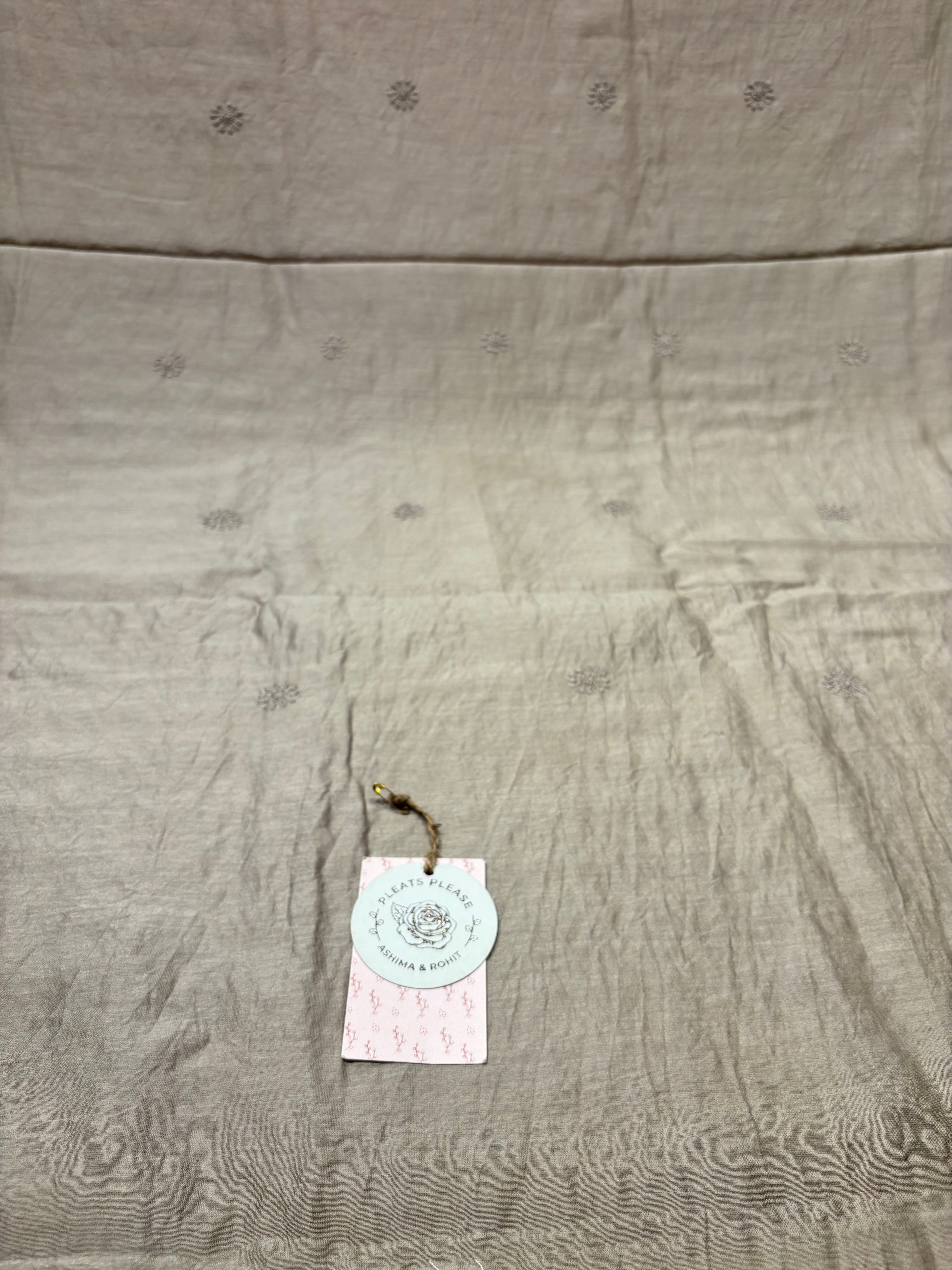 Plaza Taupe Chanderi Silk Chikankari Men's Kurta Fabric
