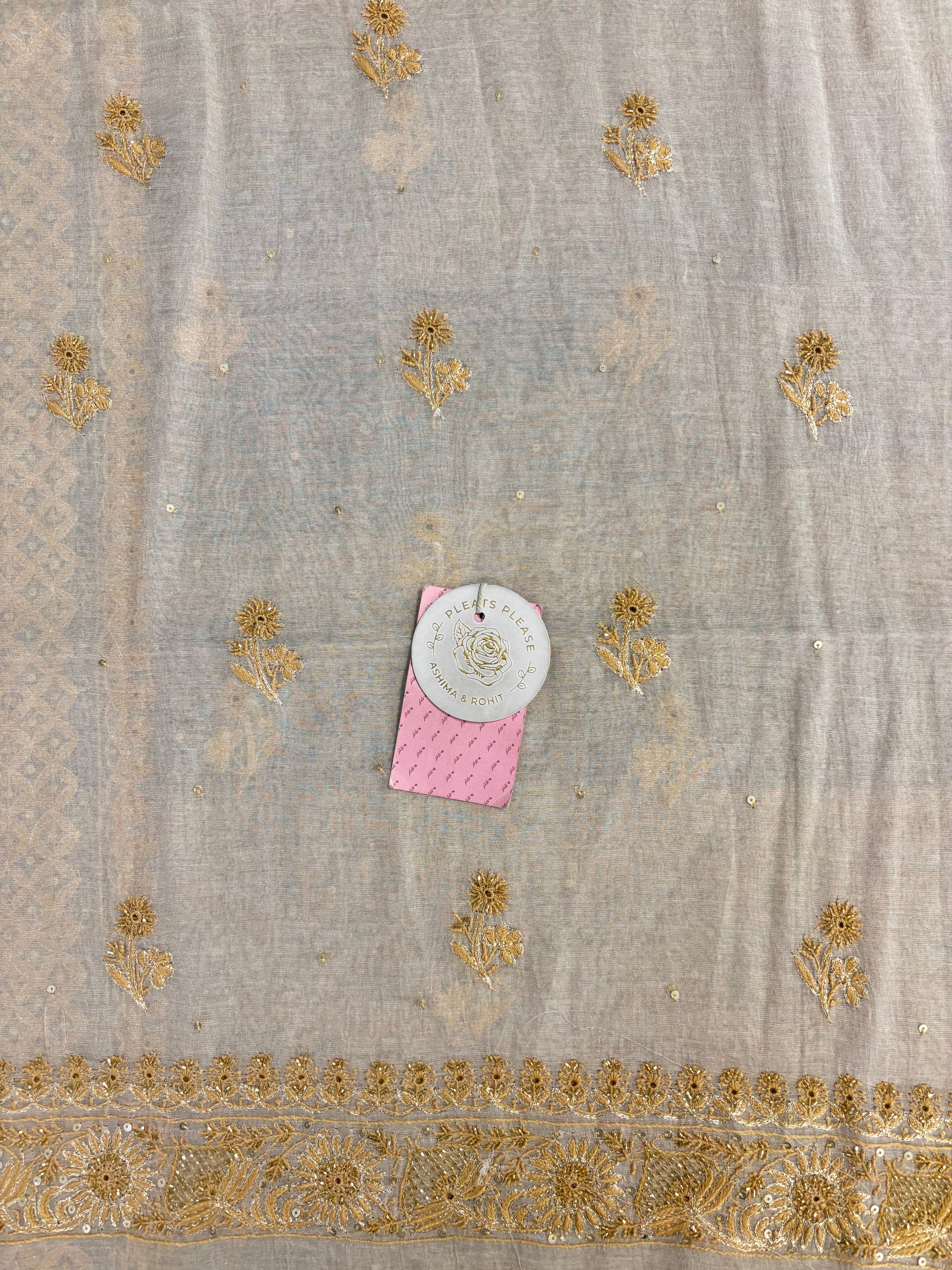 Dyeable Pure & Premium Silver Tissue Chikankari Kurta & Dupatta