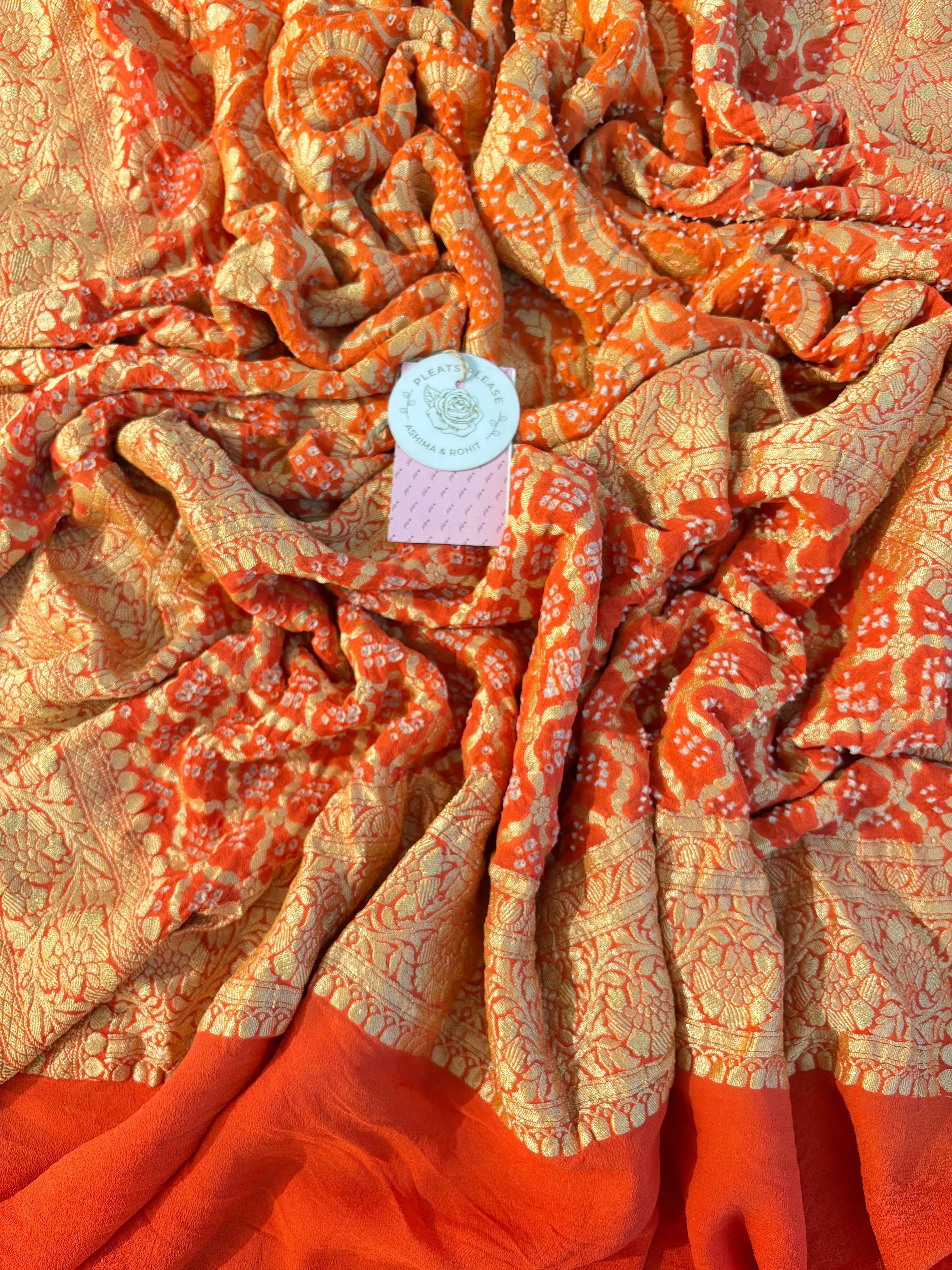 Burnt Orange Khaddi Georgette Bandhej Neemzari Dupatta