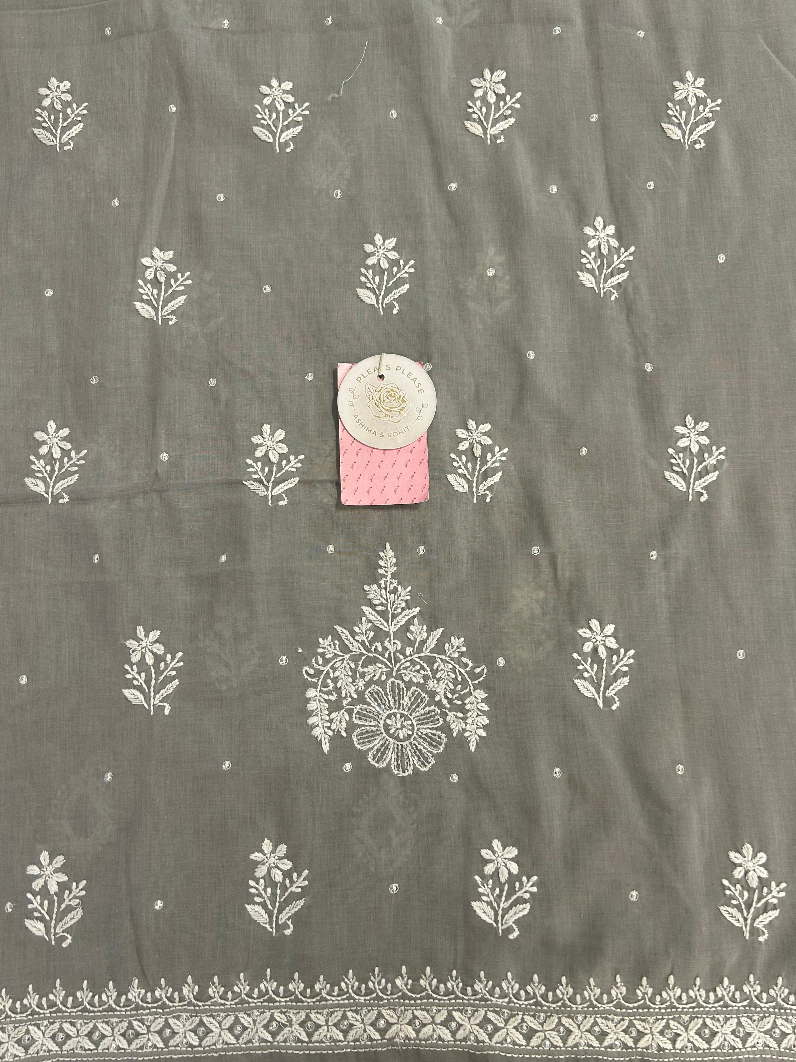 Mauve Taupe Mulmul Chikankari Kurta