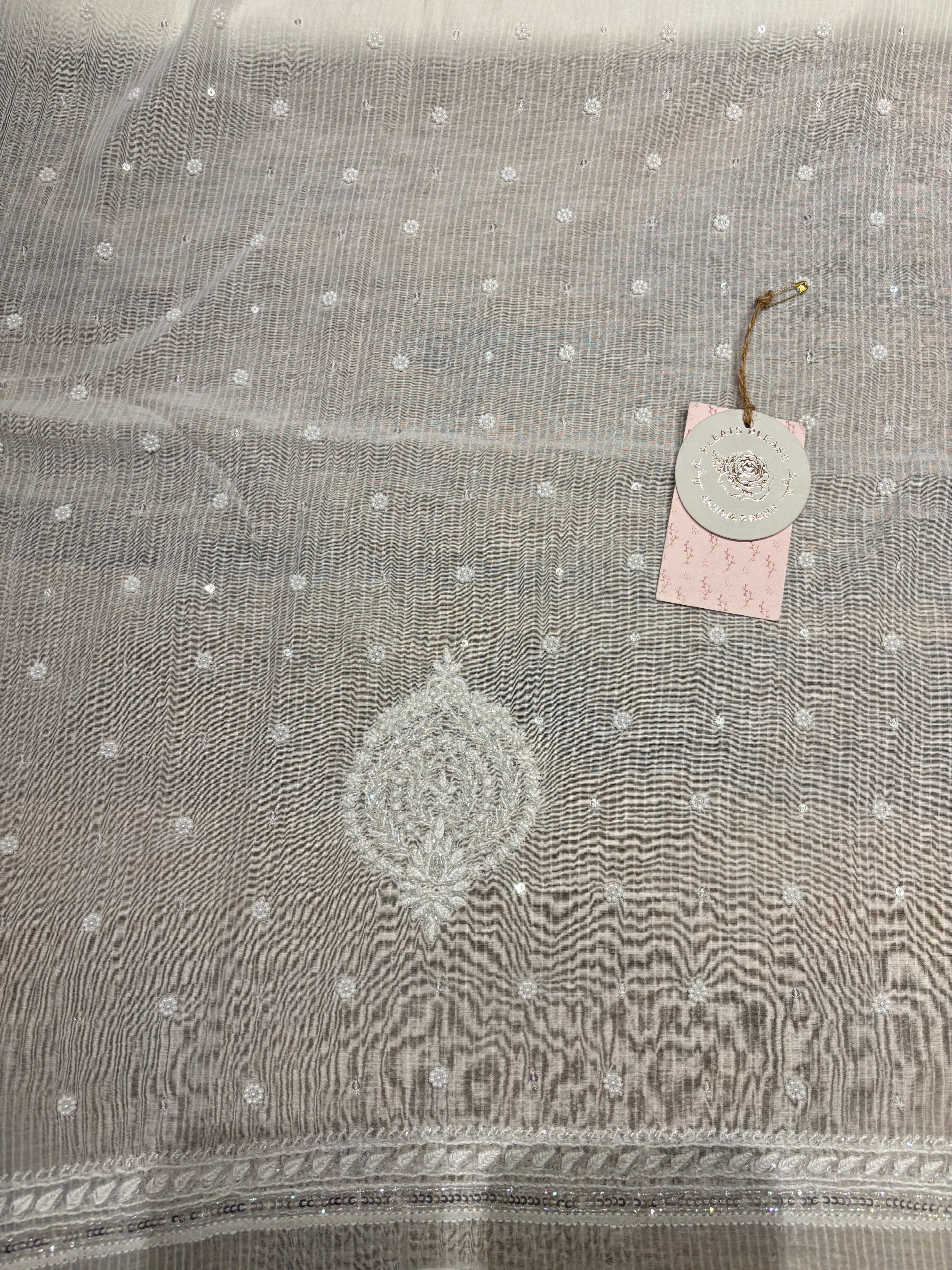 Dyeable Chanderi Maheshwari Chikankari Kurta And Dupatta Fabric