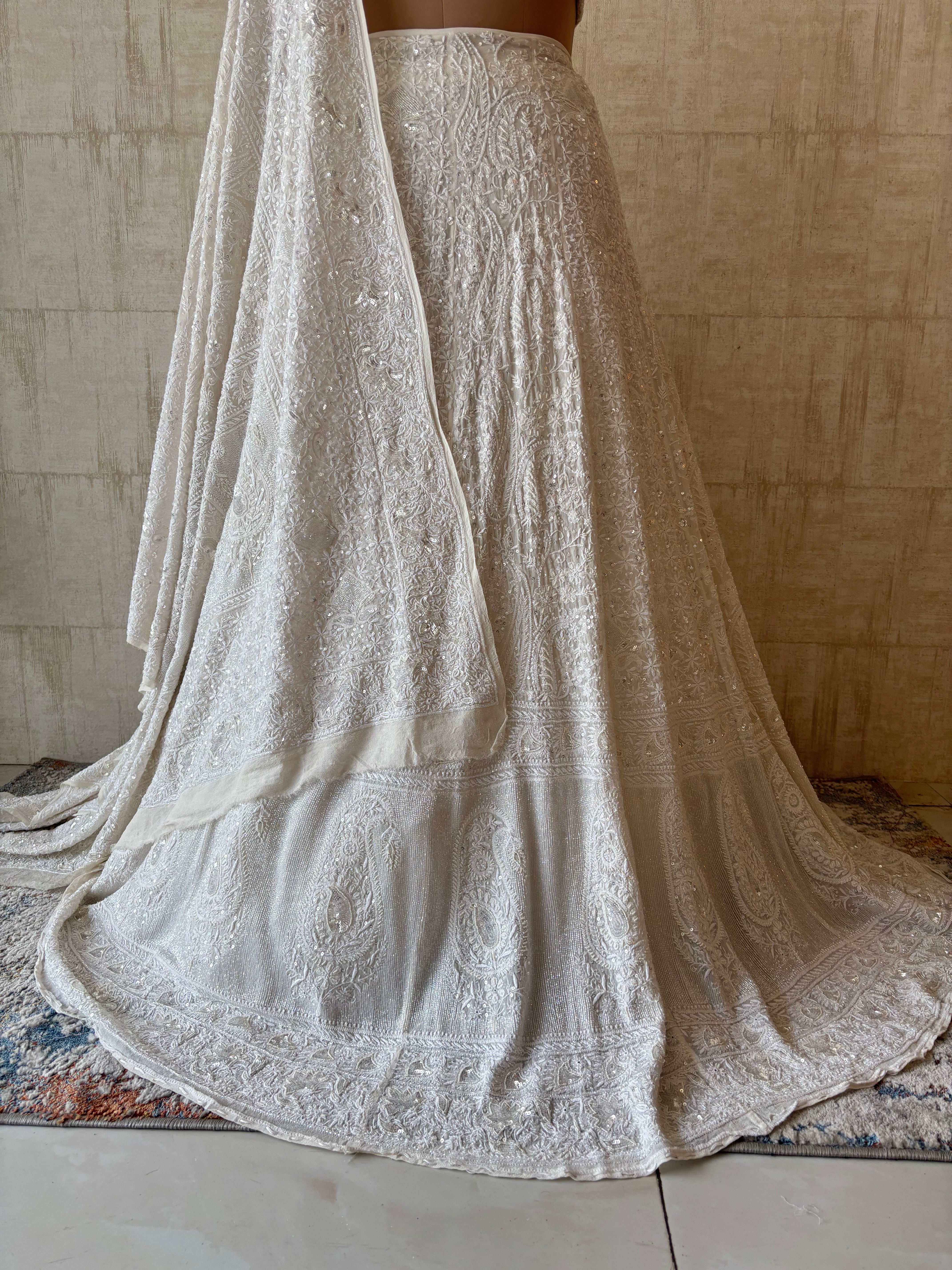 Dyeable Pure & Premium Georgette Chikankari Lehenga Set