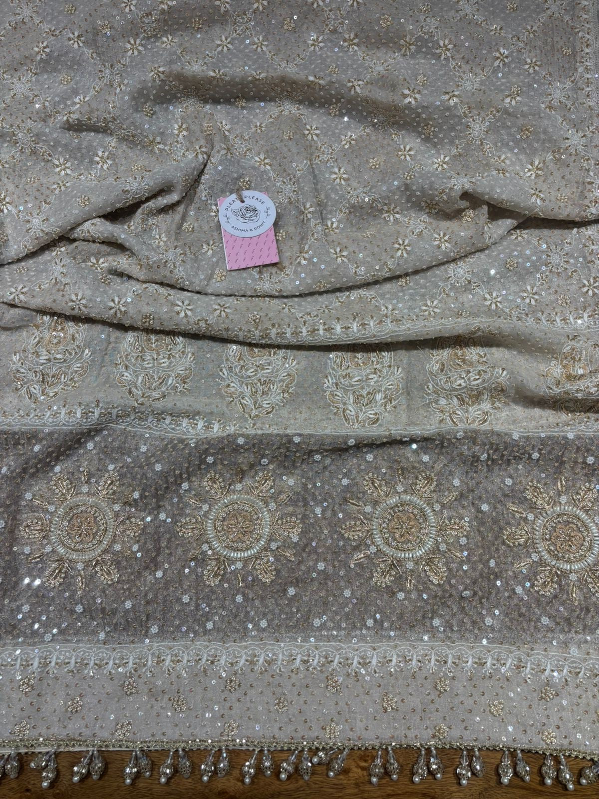 Dyeable Pure & Premium Silver Tissue Chikankari Kurta & Dupatta Set - Pleats PleaseChikankari