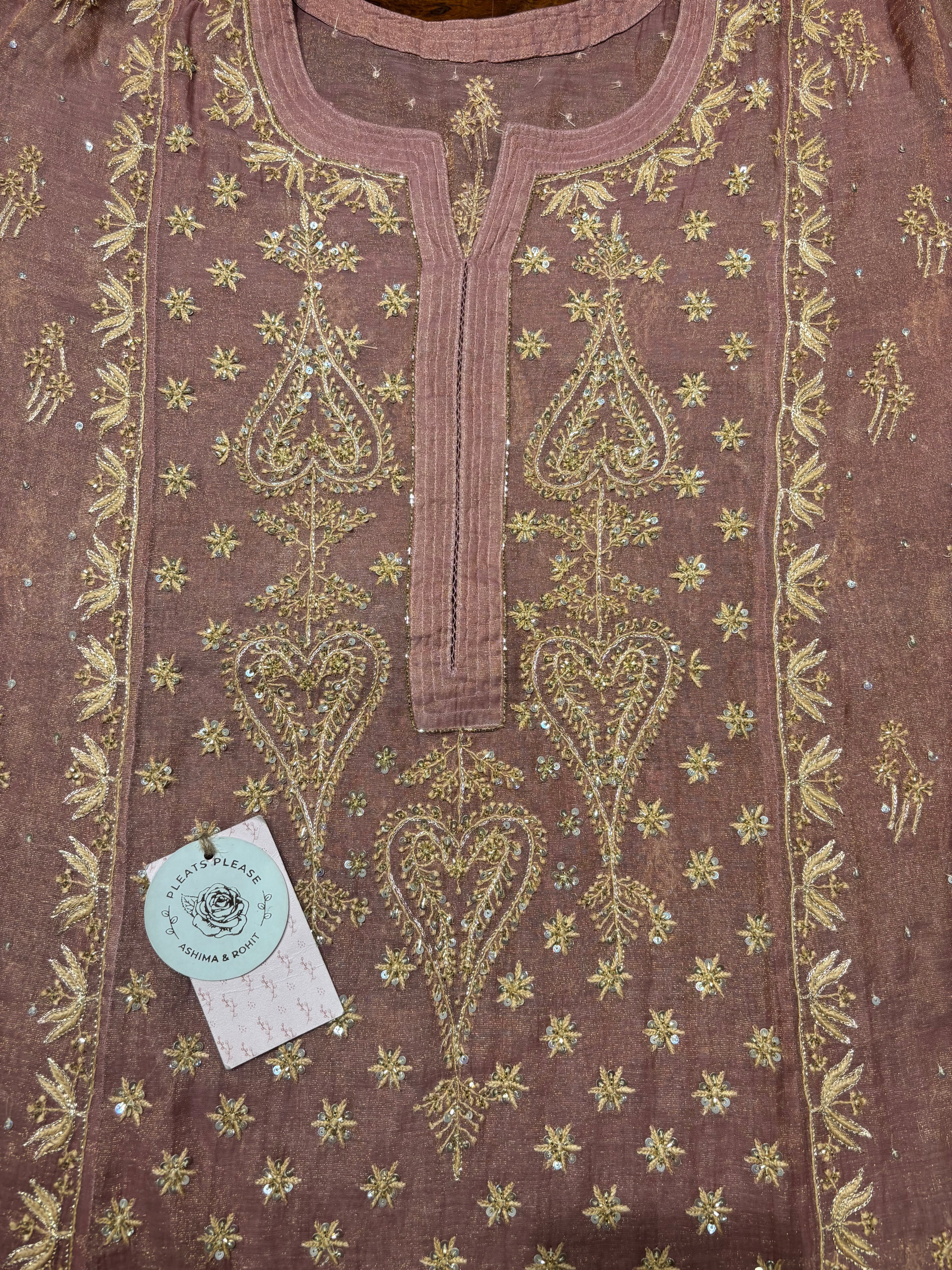 Garnet Pure & Premium Tissue Chikankari Kurta & Dupatta Set