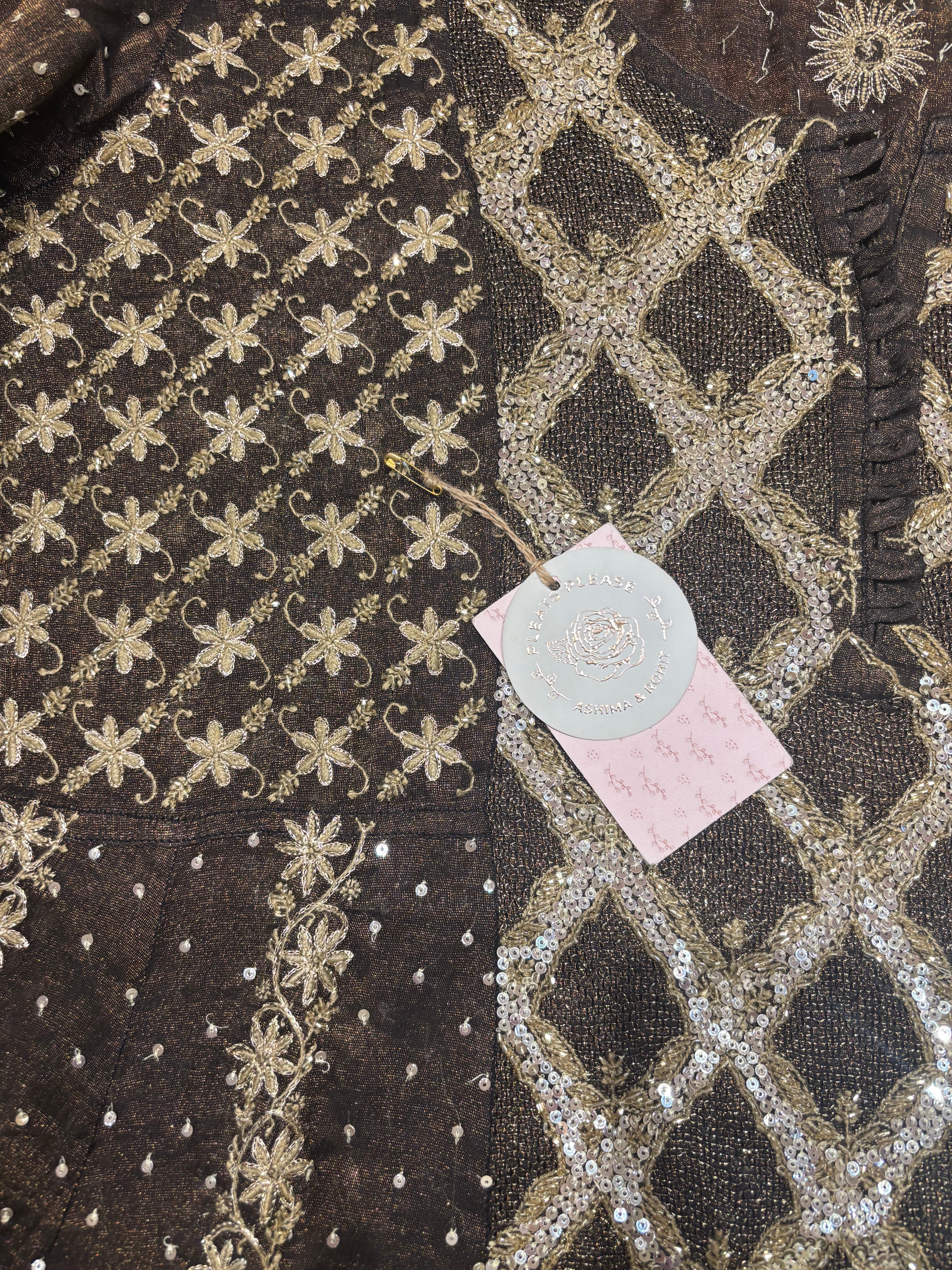 Black Pure Tissue Anarkali And Dupatta set