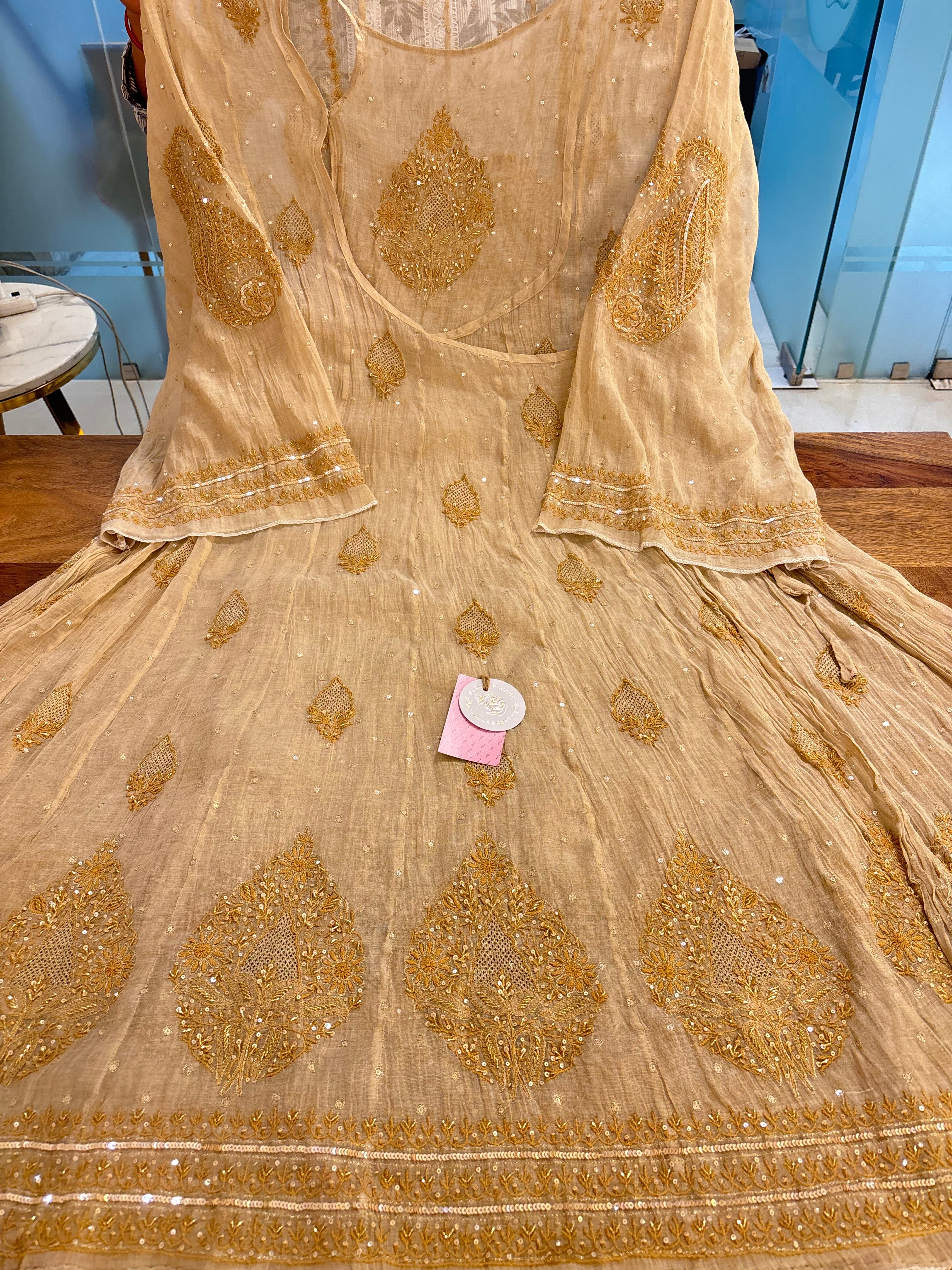 Dyeable Pure & Premium Tissue Jaal Chikankari Angrakha & Dupatta