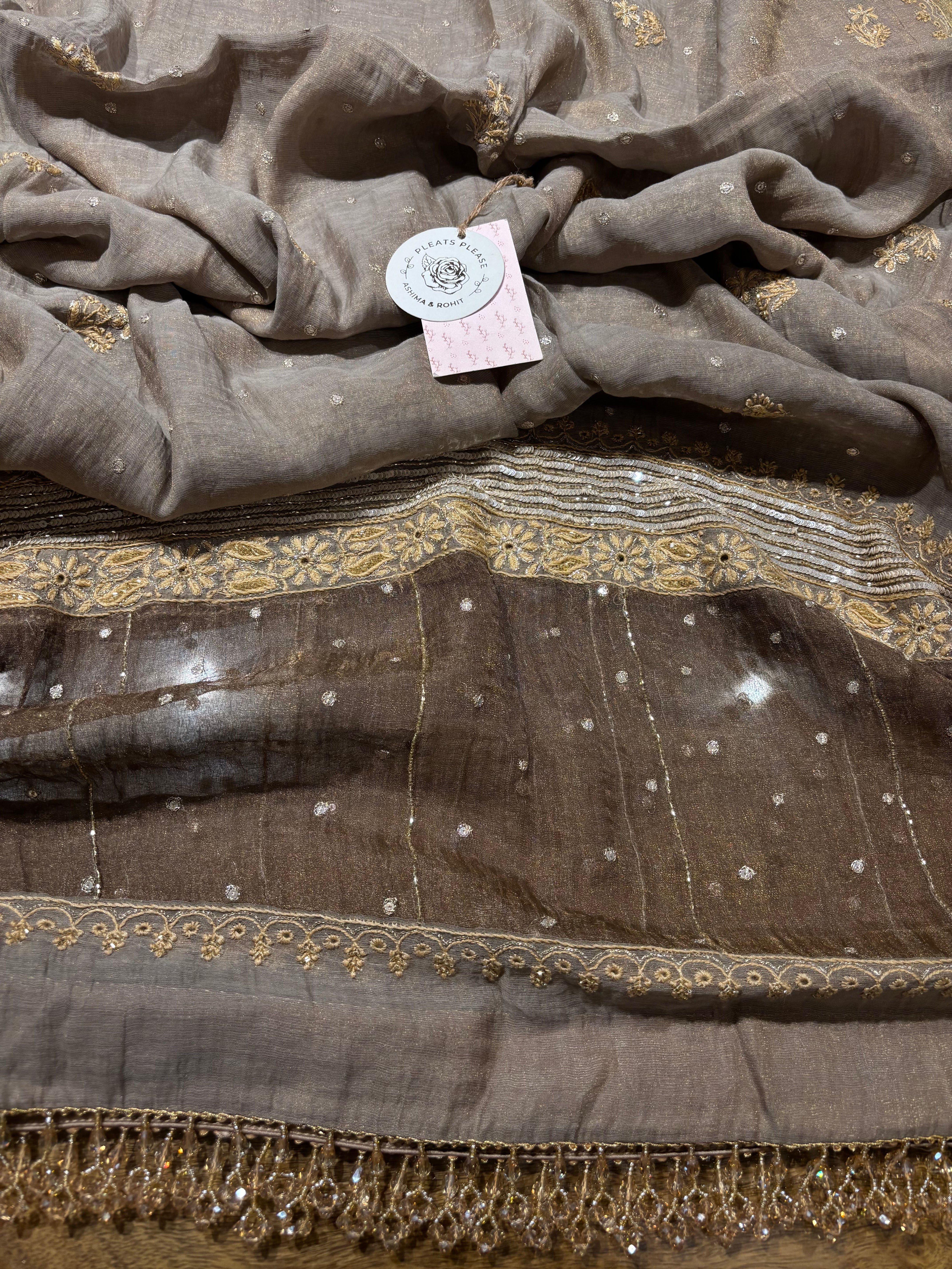 Sand Dune Tissue Chikankari Anarkali and Dupatta