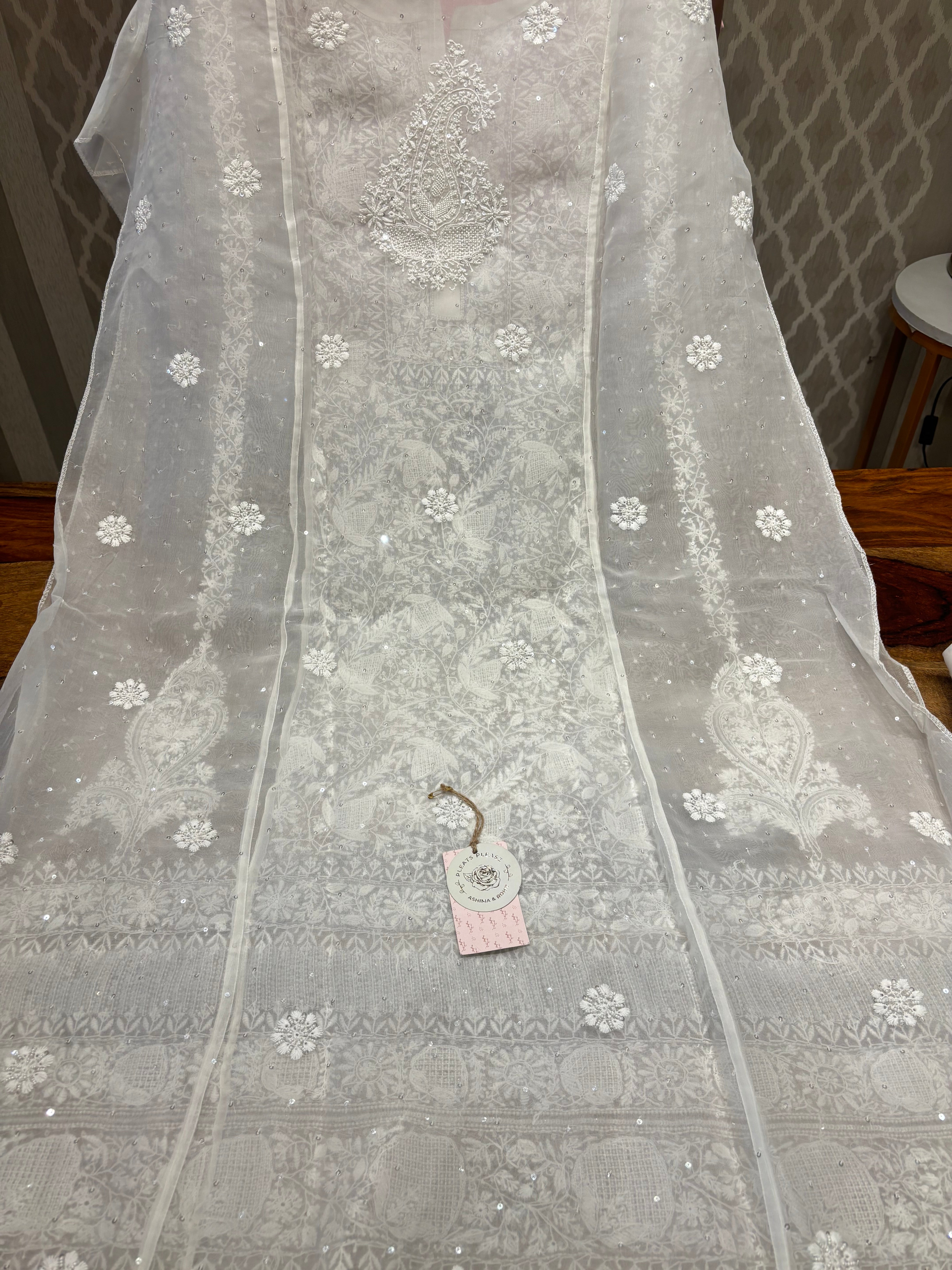 Dyeable Pure and Premium Organza Aline Kurta and Dupatta set
