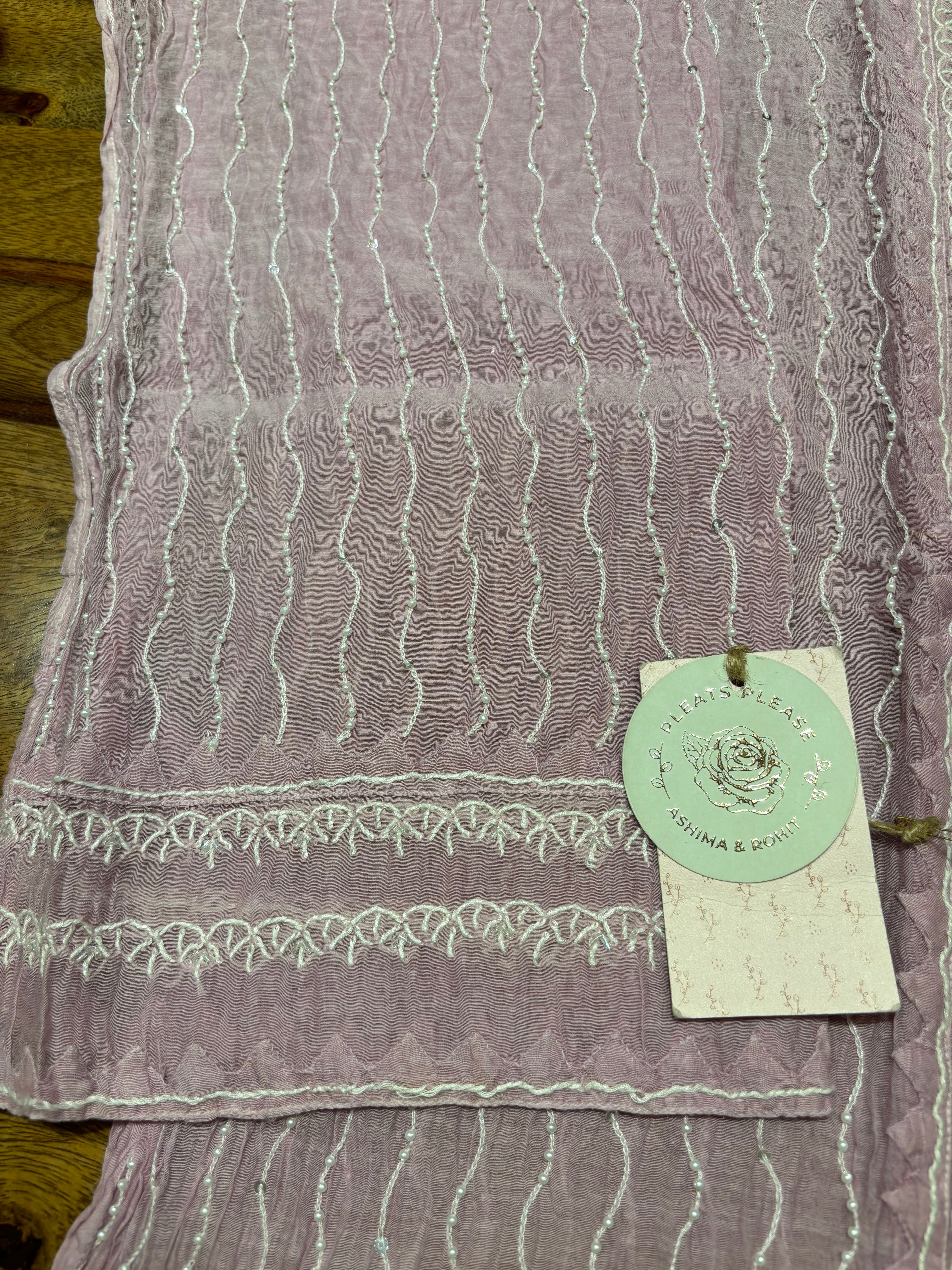 Lavender Chanderi Mul Chikankari Kurta & Dupatta Set
