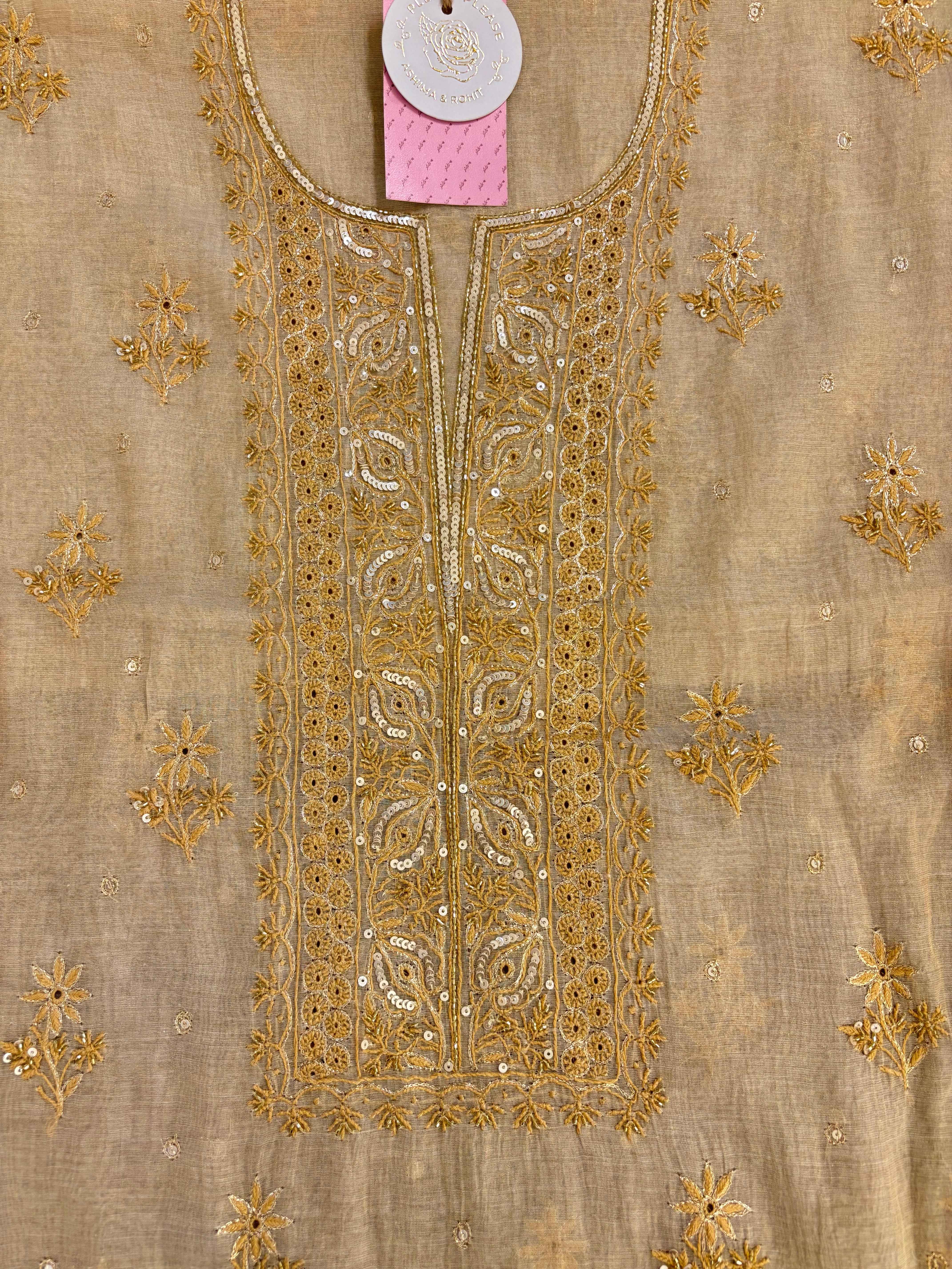 Dyeable Pure & Premium Tissue Chikankari Kurta & Dupatta