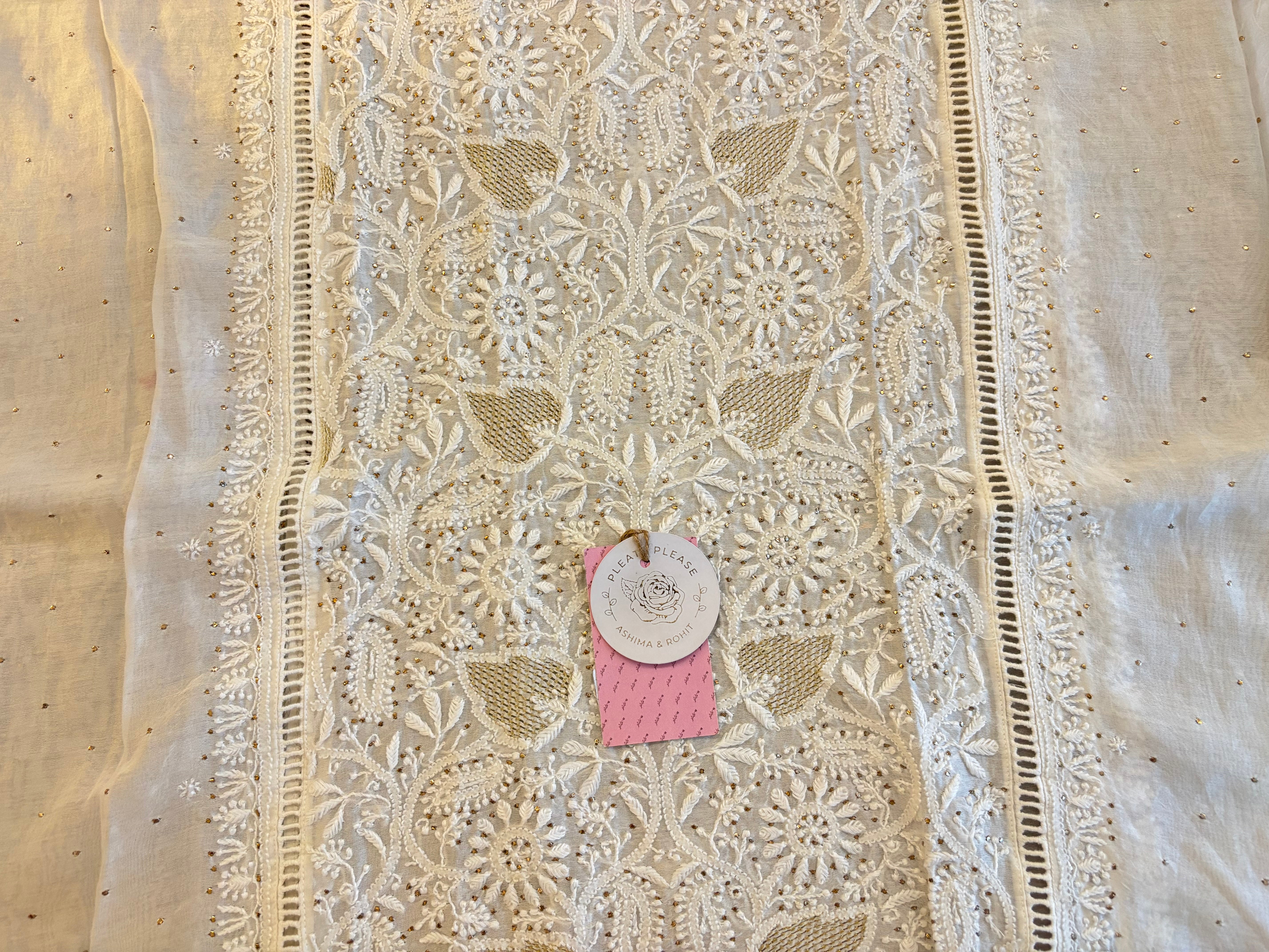 Dyeable Chanderi Chikankari Mukaish Kurta & Dupatta