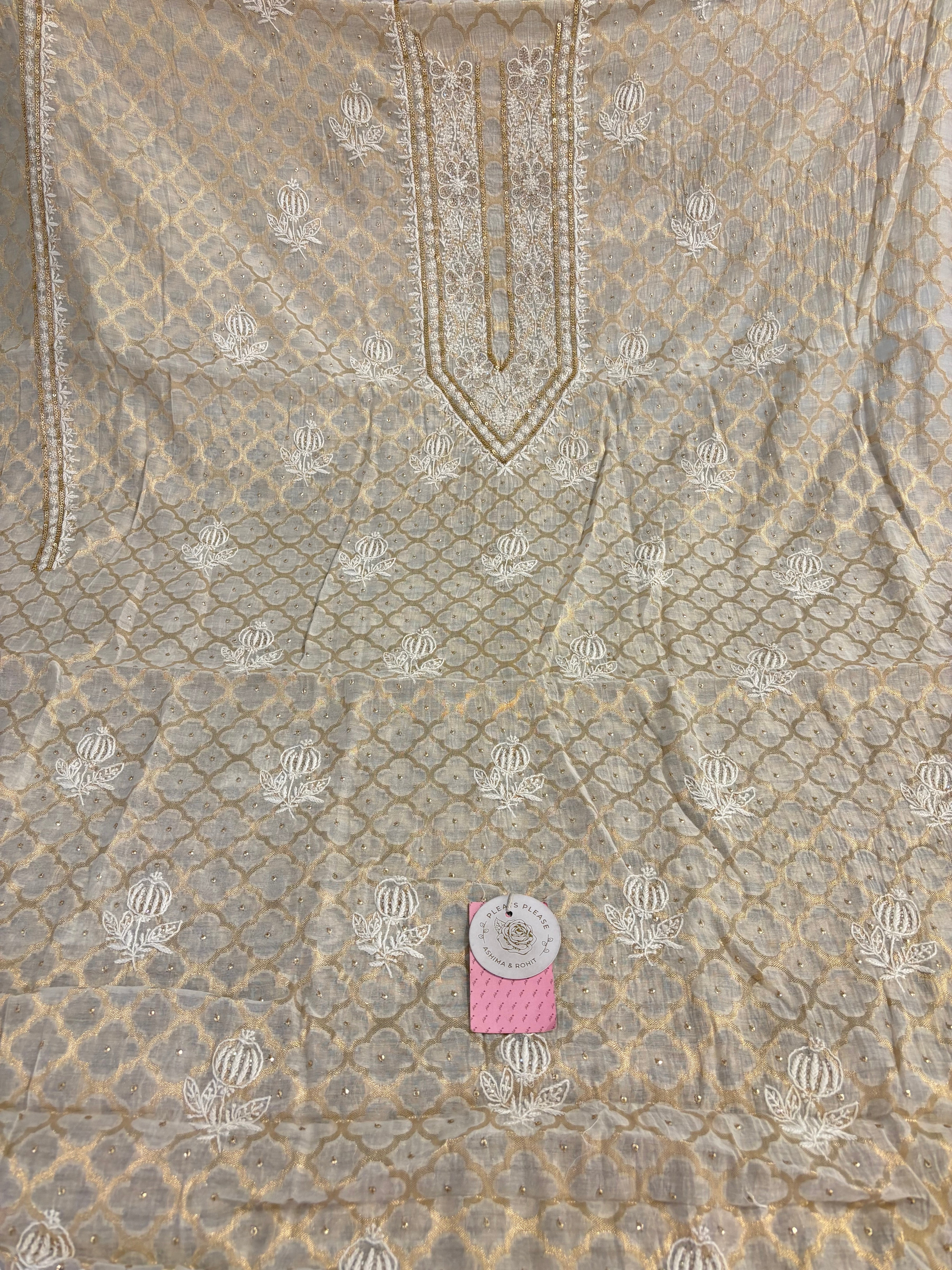 Dyeable Pure Chanderi Silk Men’s Chikankari Kurta