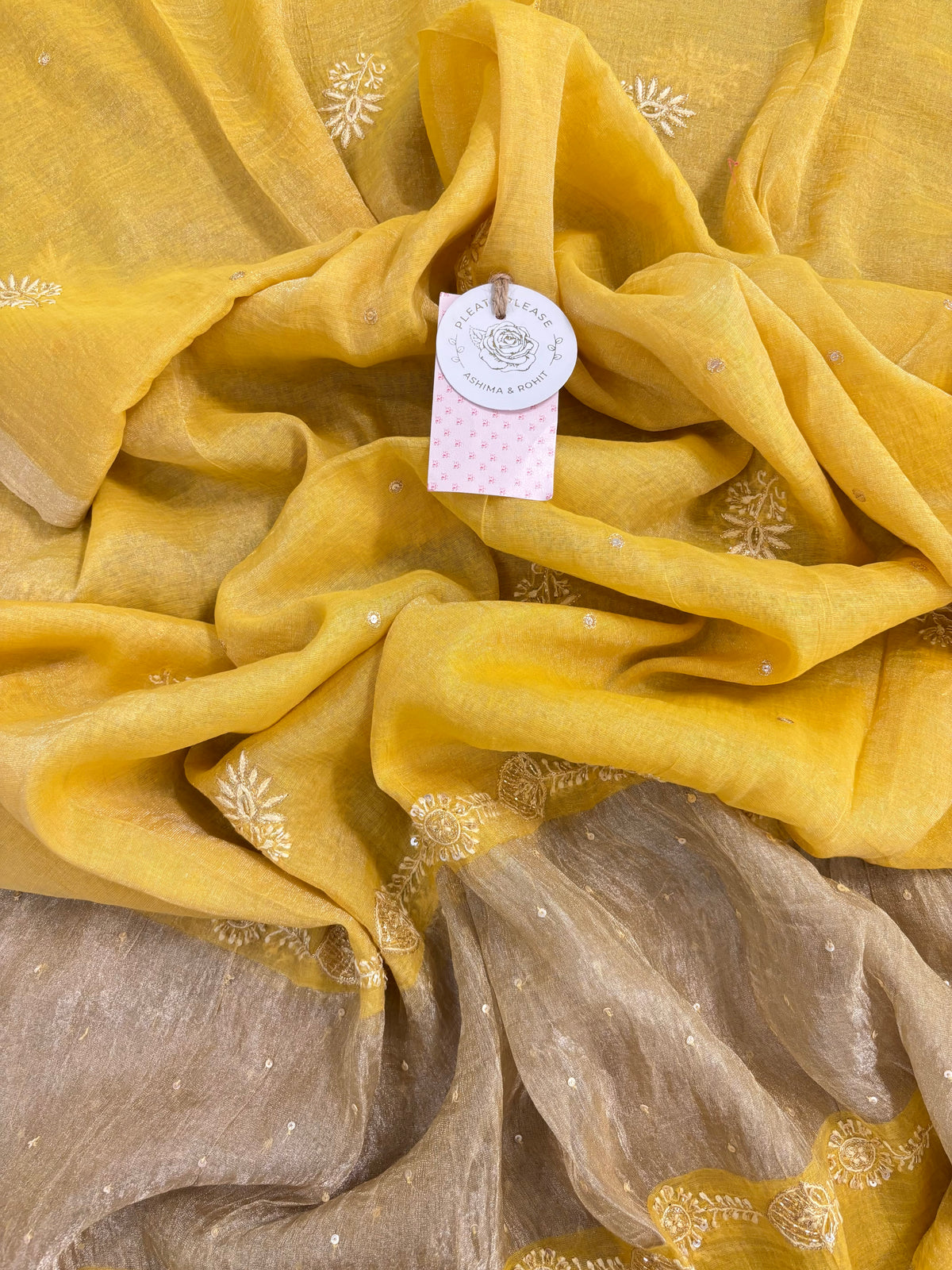 Mustard Yellow Pure & Premium Tissue Chikankari Kurta & Dupatta