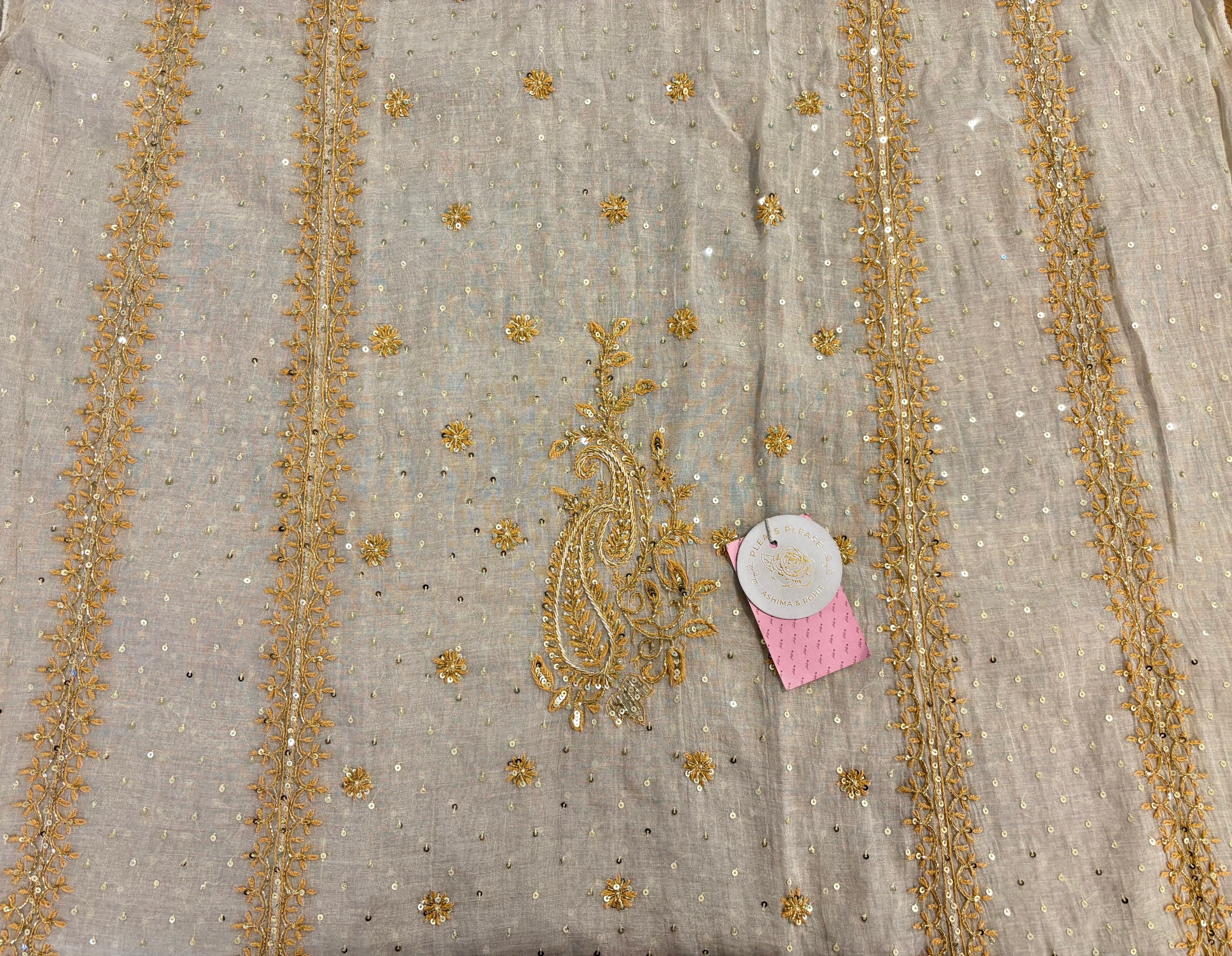 Dyeable Pearl Neckline Pure Tissue Chikankari A line Anarkali & Dupatta