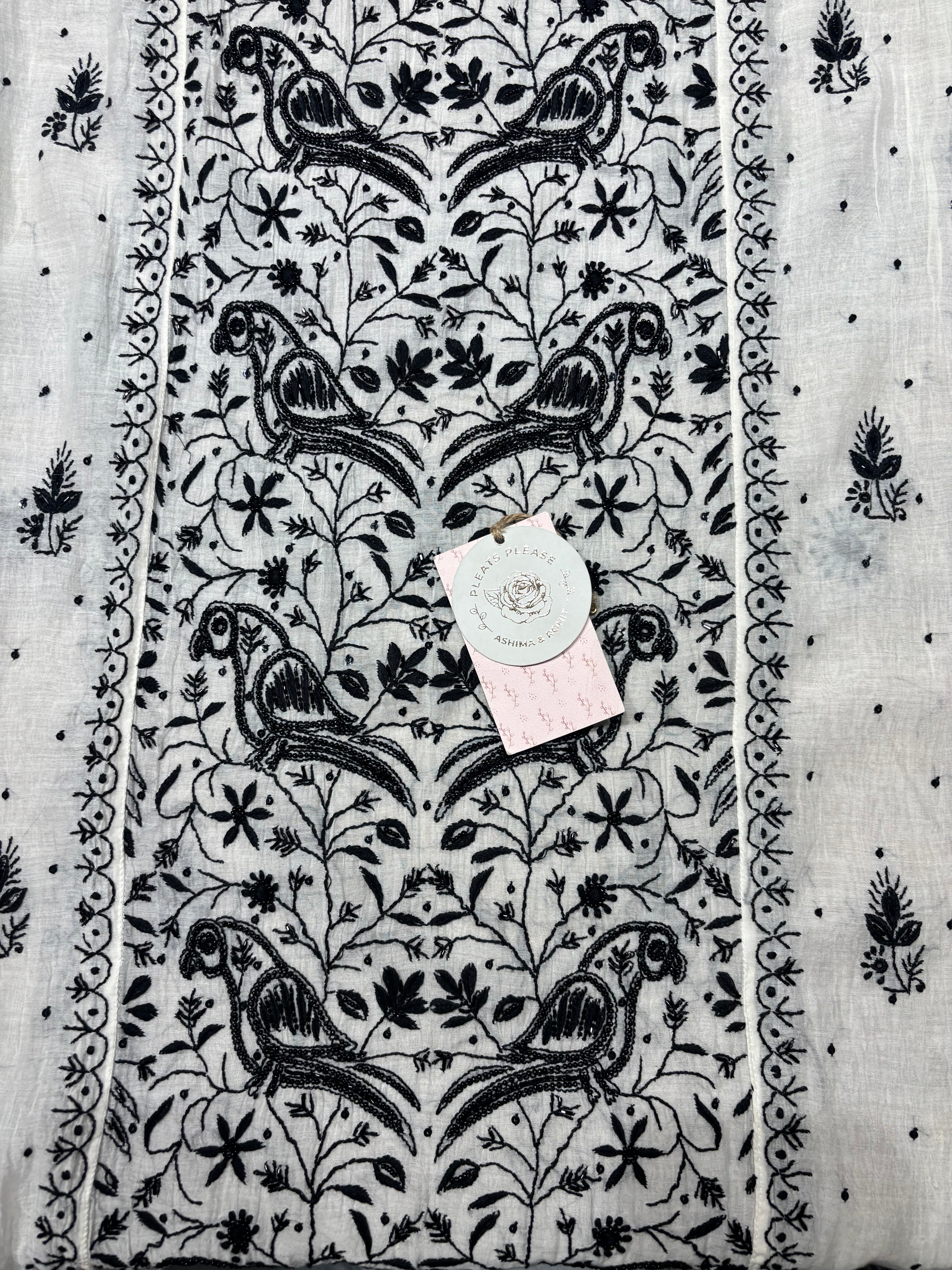 Dyeable Chanderi Mul Chikankari Kurta And Dupatta Set