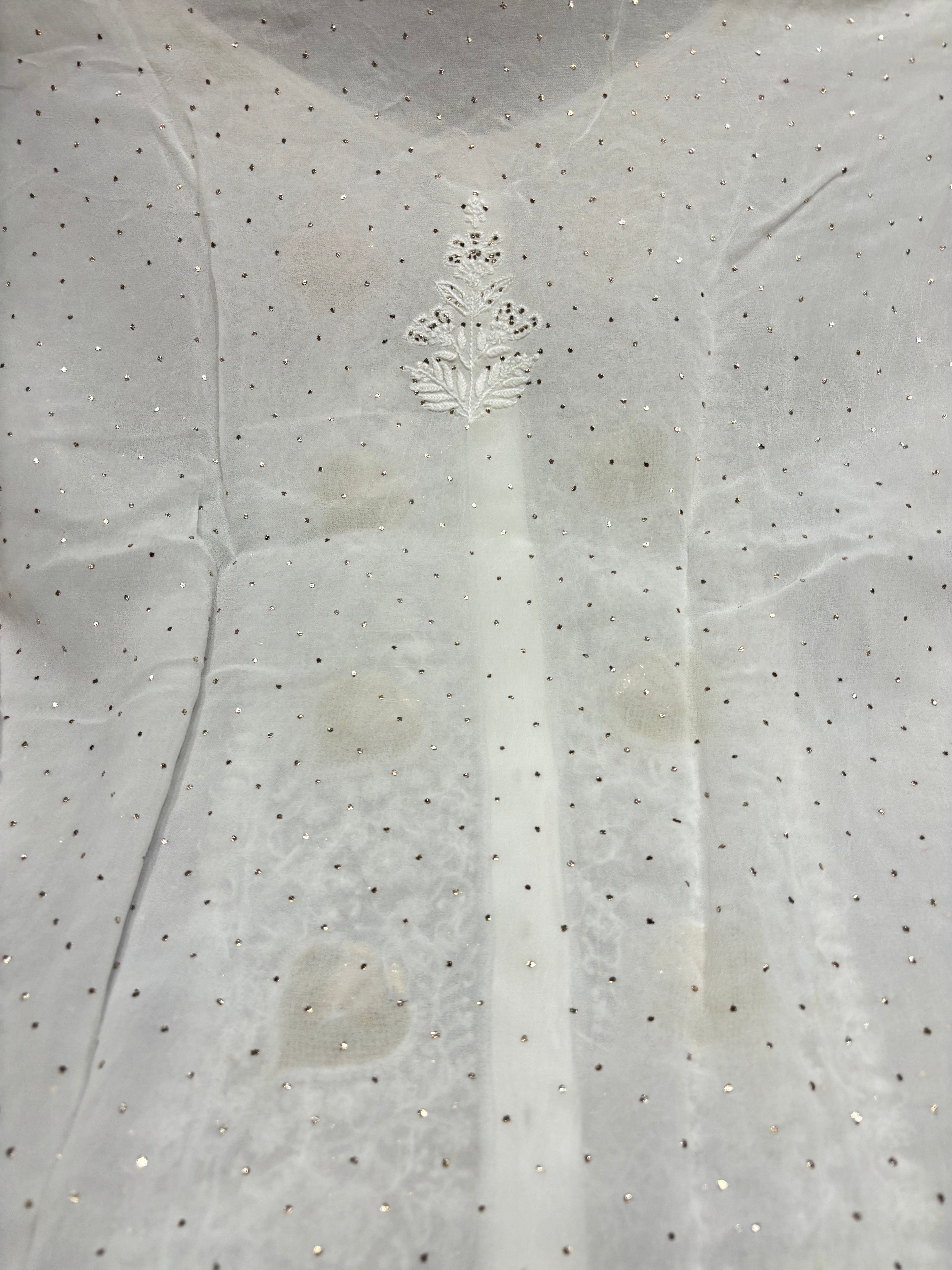 Dyeable Pure Georgette Chikankari Co-ord set