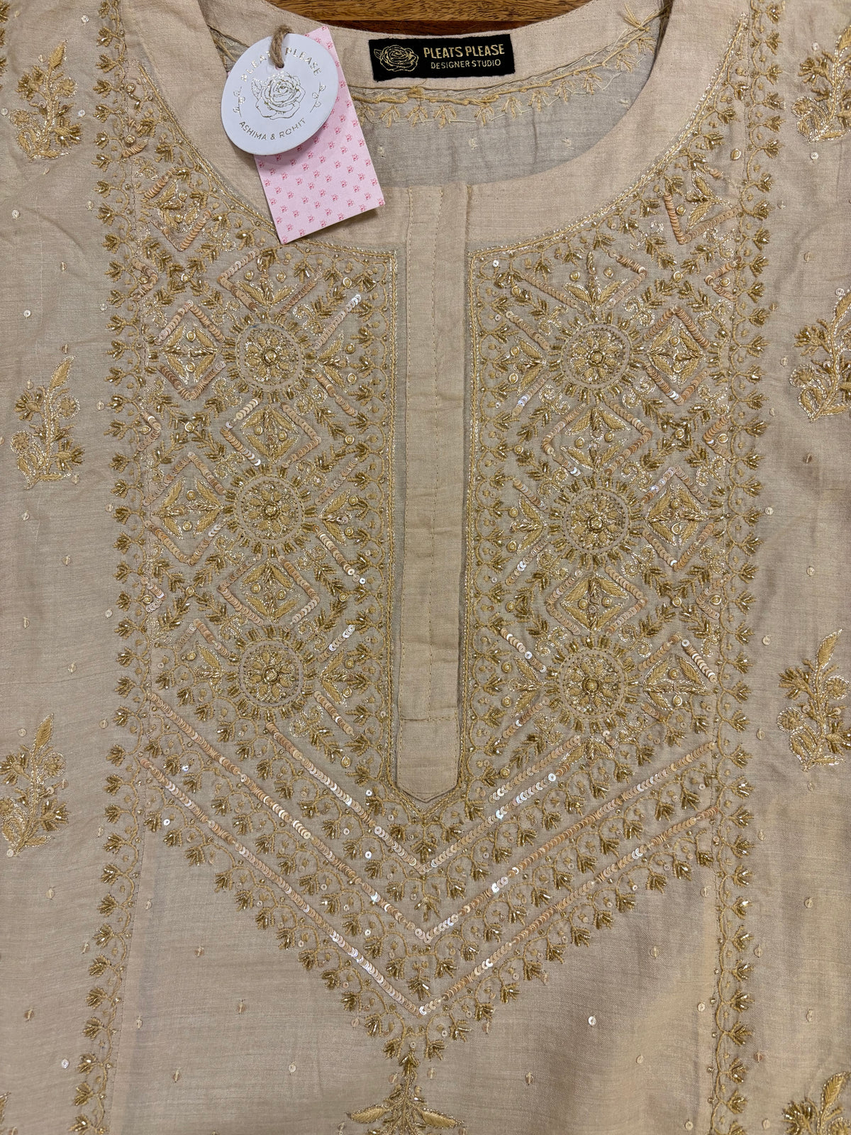 Dyeable Pure & Premium Monga Silk Chikankari A-Line Kurta & Dupatta