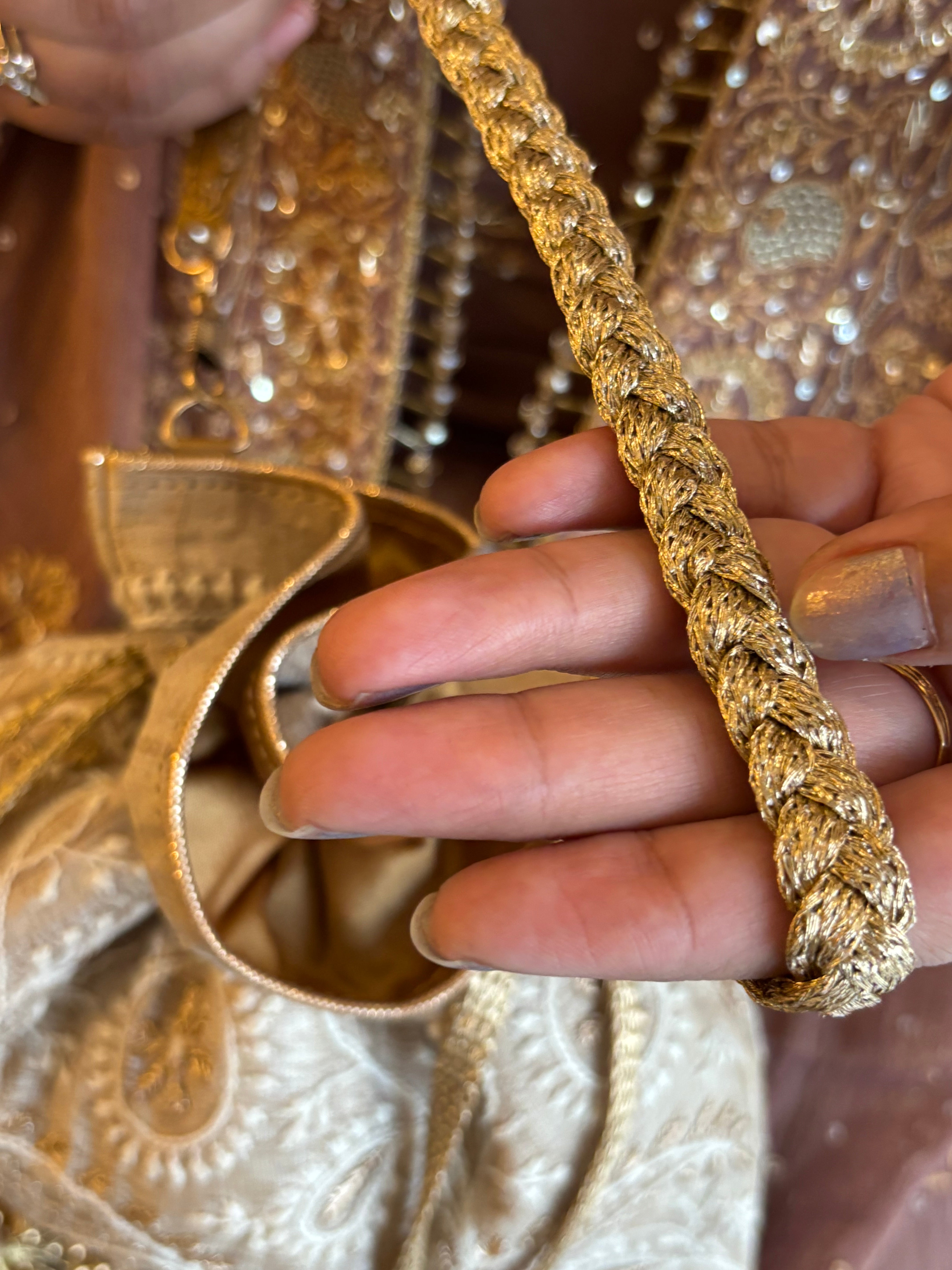 Beige Chikankari Potli