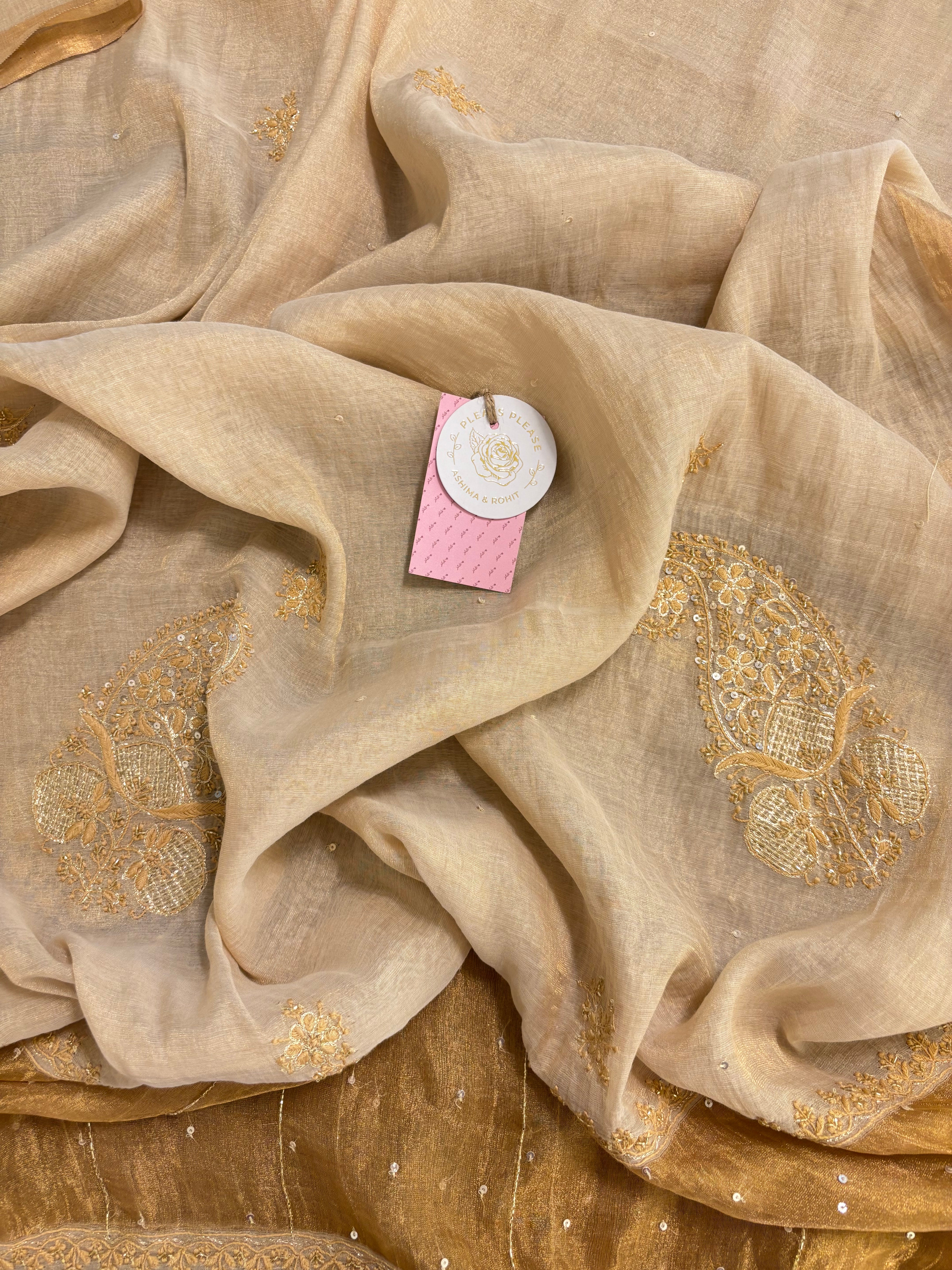 Dyeable Pure & Premium Tissue Heavy Jaal Chikankari Kurta & Dupatta