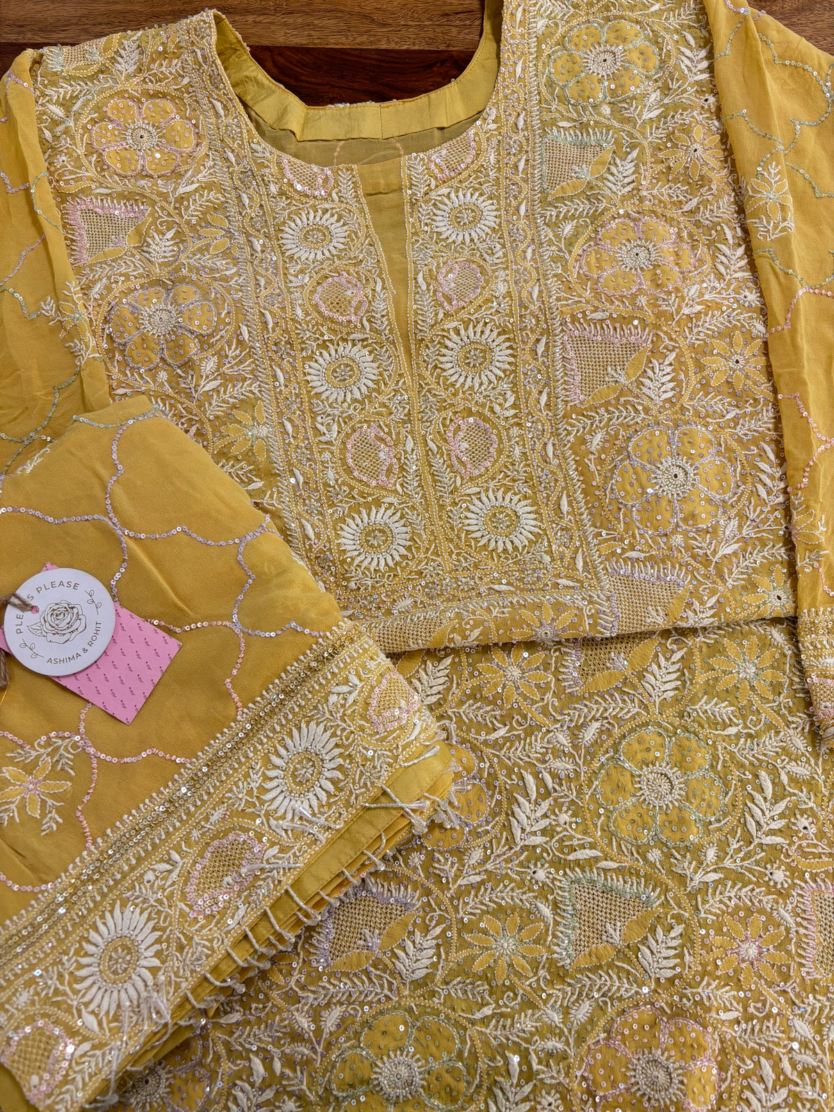 Mustard Yellow Pure & Premium Georgette Chikankari Kurta & Dupatta
