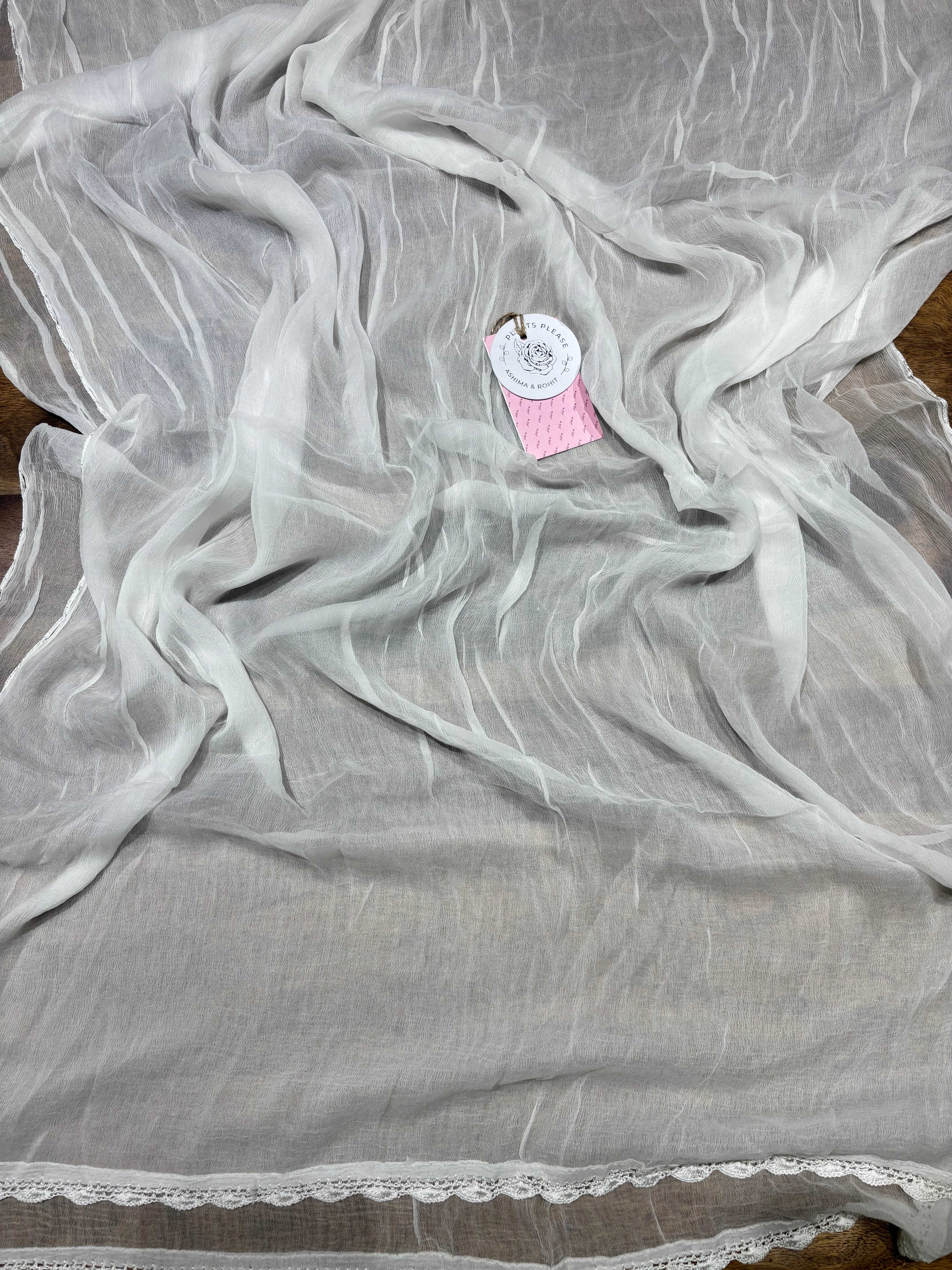 Dyeable Mulmul Chikankari Kurta, Dupatta & Bottom Fabric