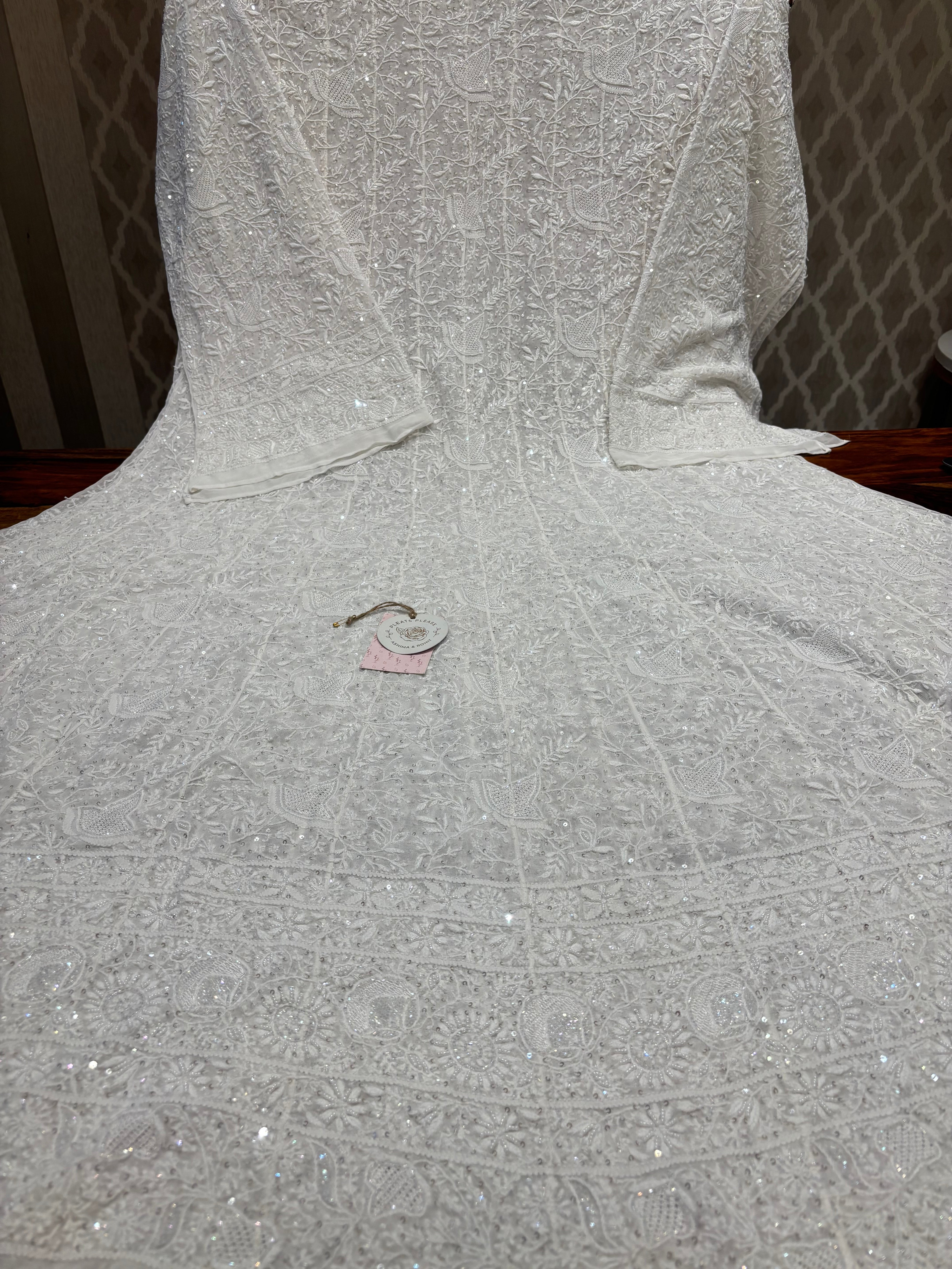 Dyeable Pure And Premium Georgette Chikankari Anarkali And Dupatta Set