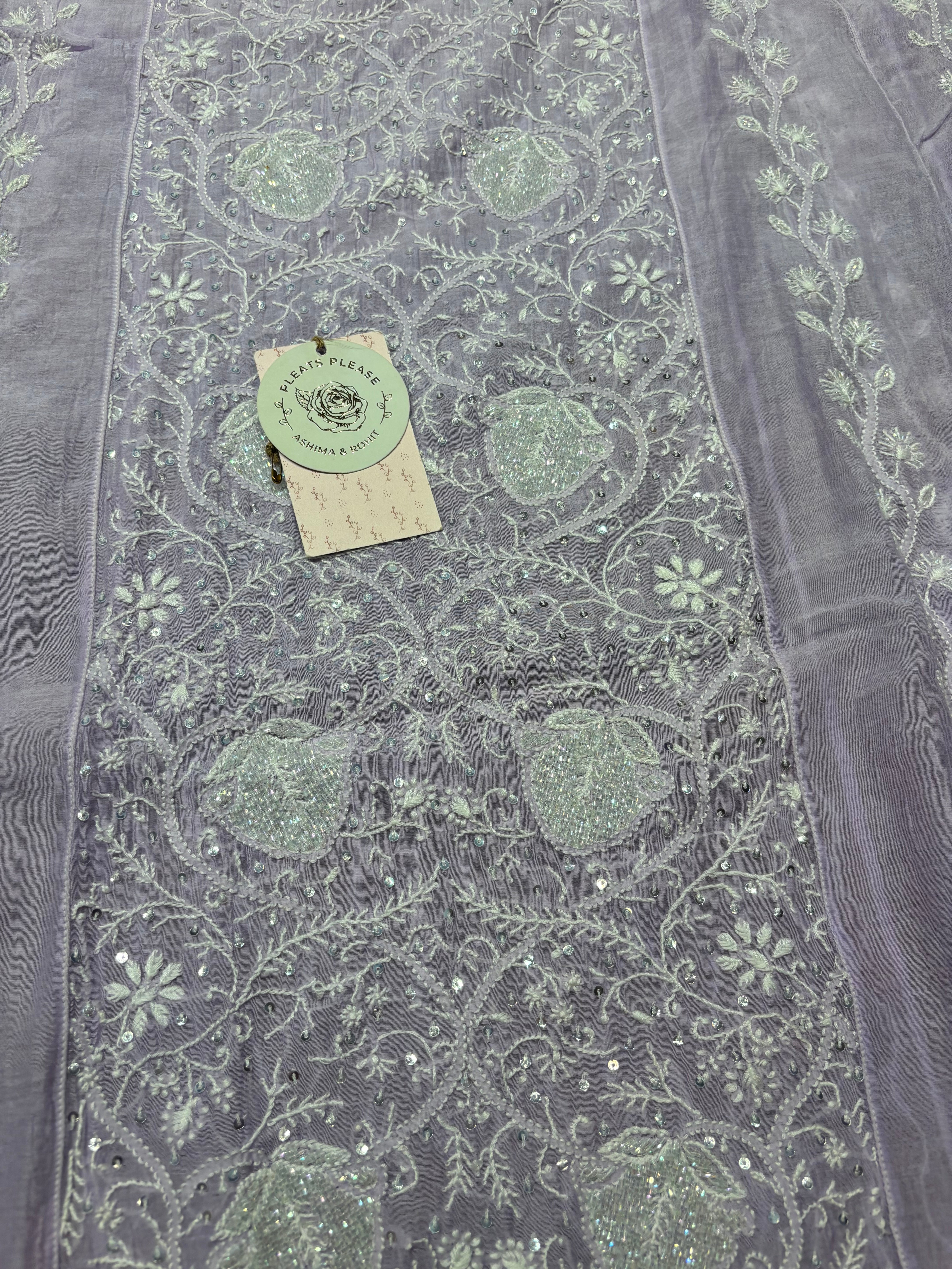 Purple Chanderi Mul Anarkali and Dupatta set